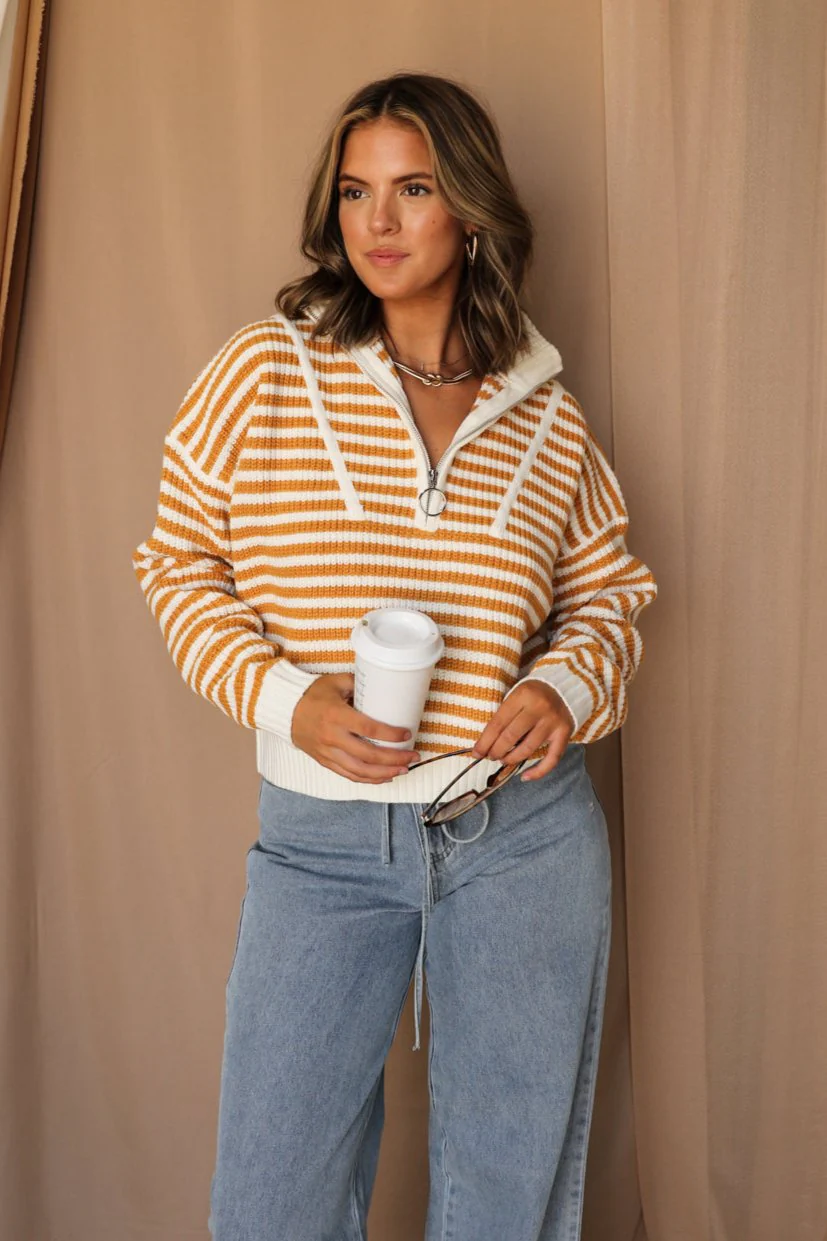 Darcy Striped Quarter-Zip Sweater - Image 9