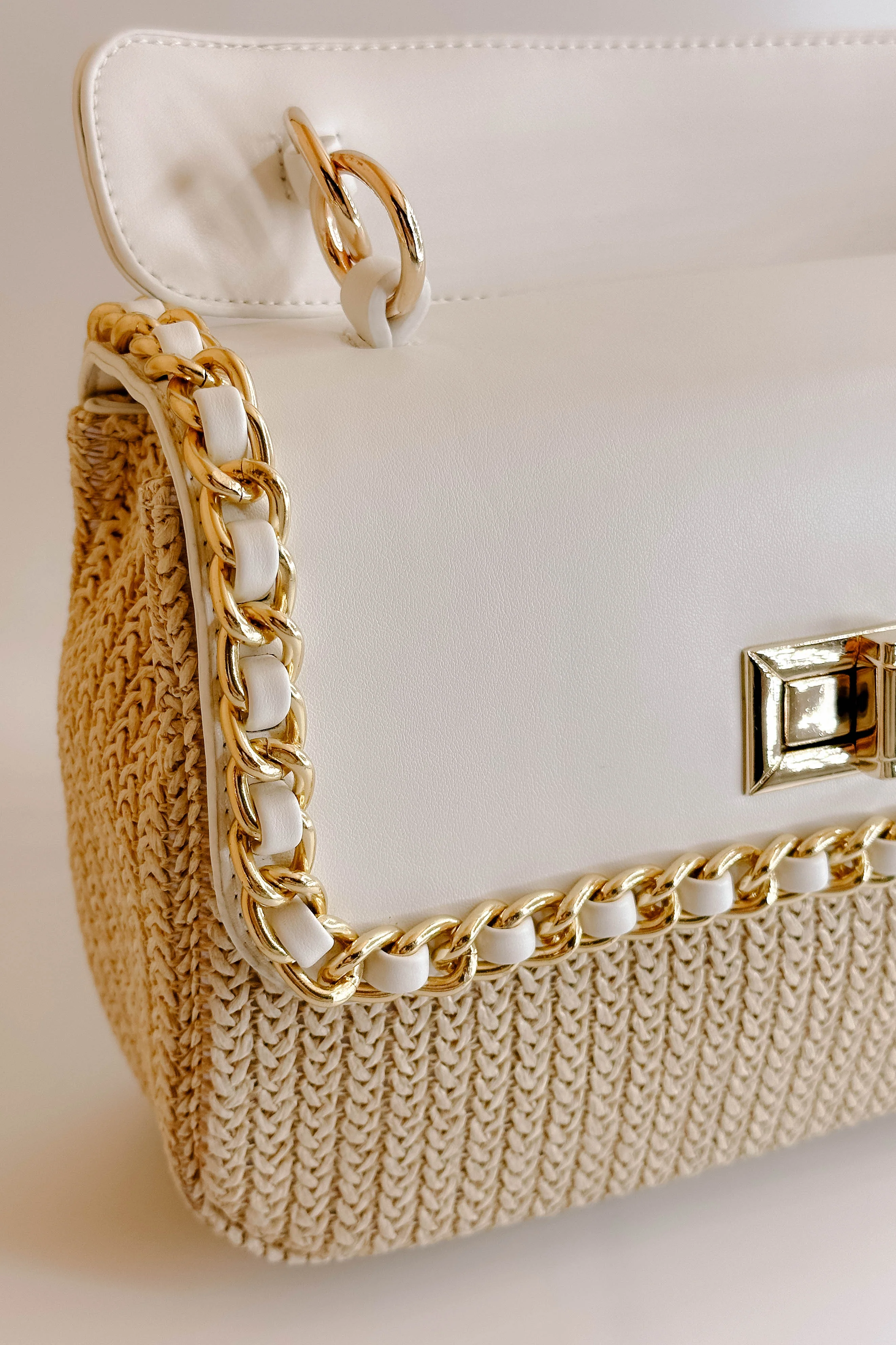 Darcy White & Natural Woven Purse