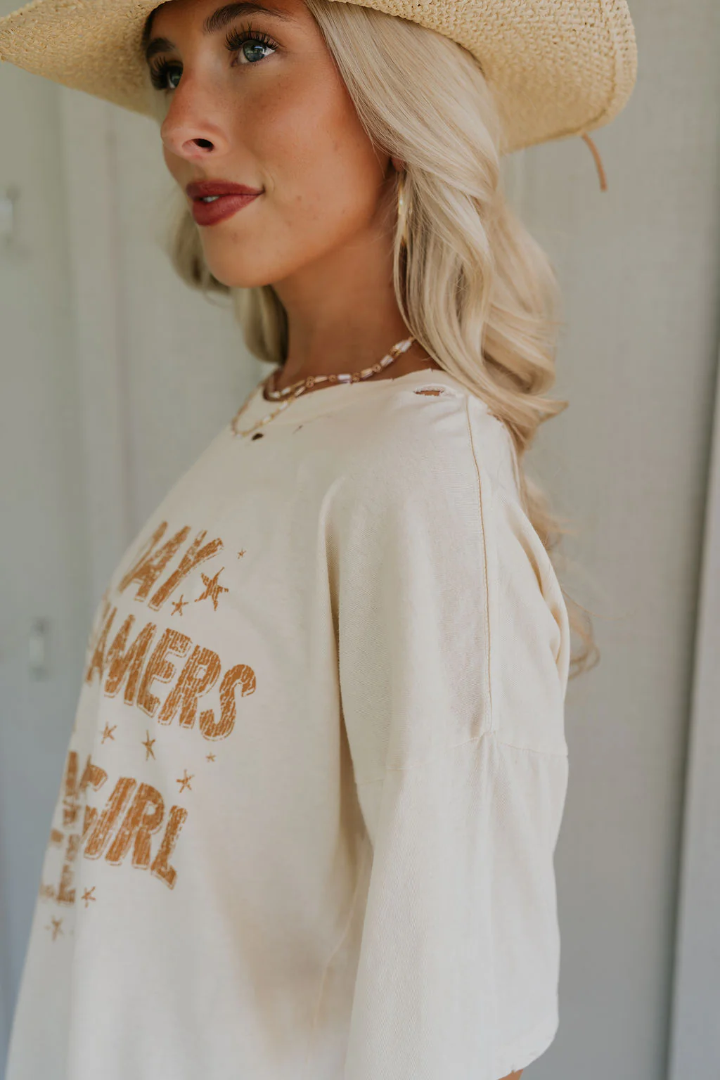 Day Dreamer & Cowgirl Club Distressed Graphic Tee - Image 5