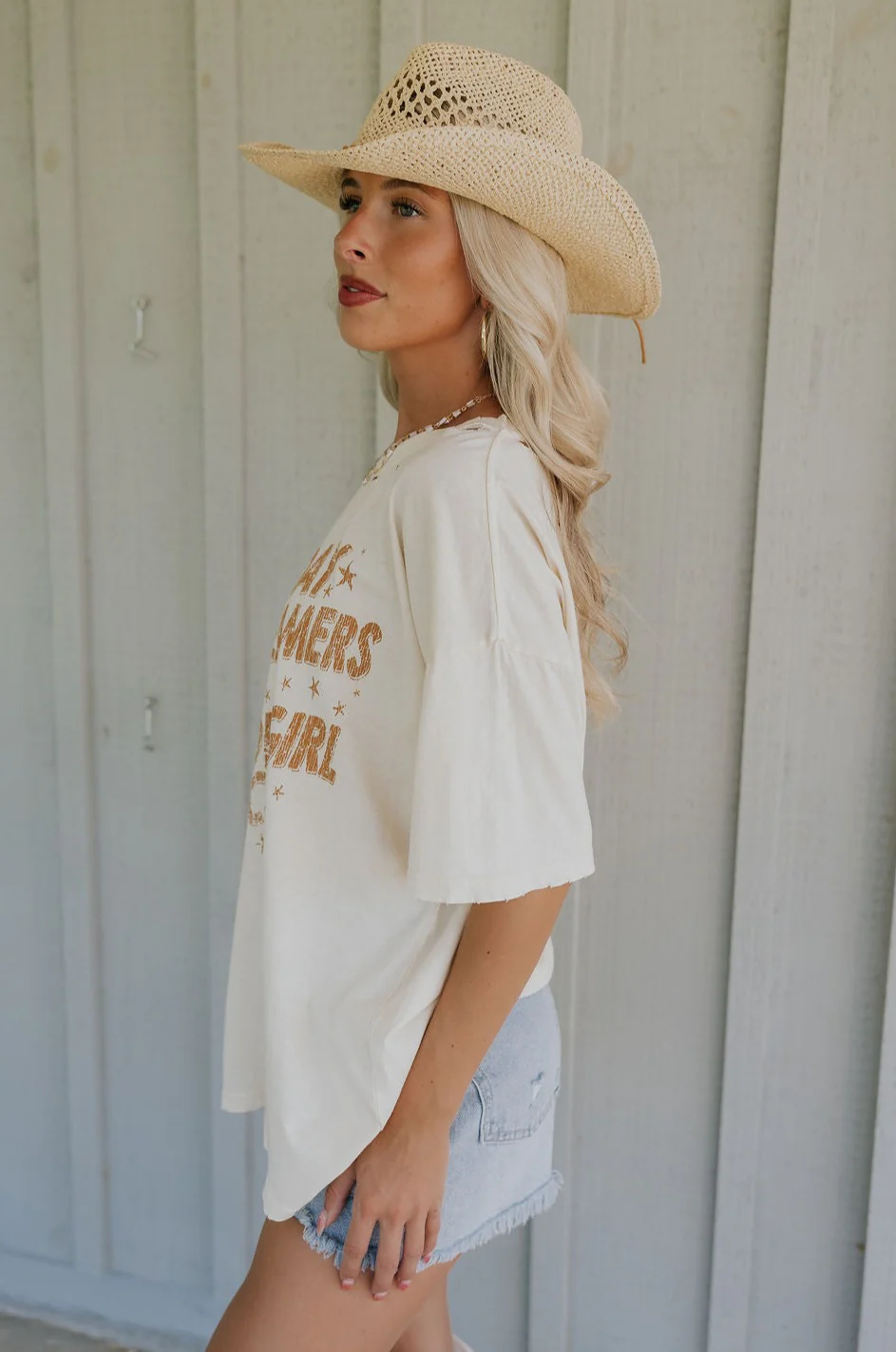 Day Dreamer & Cowgirl Club Distressed Graphic Tee - Image 7
