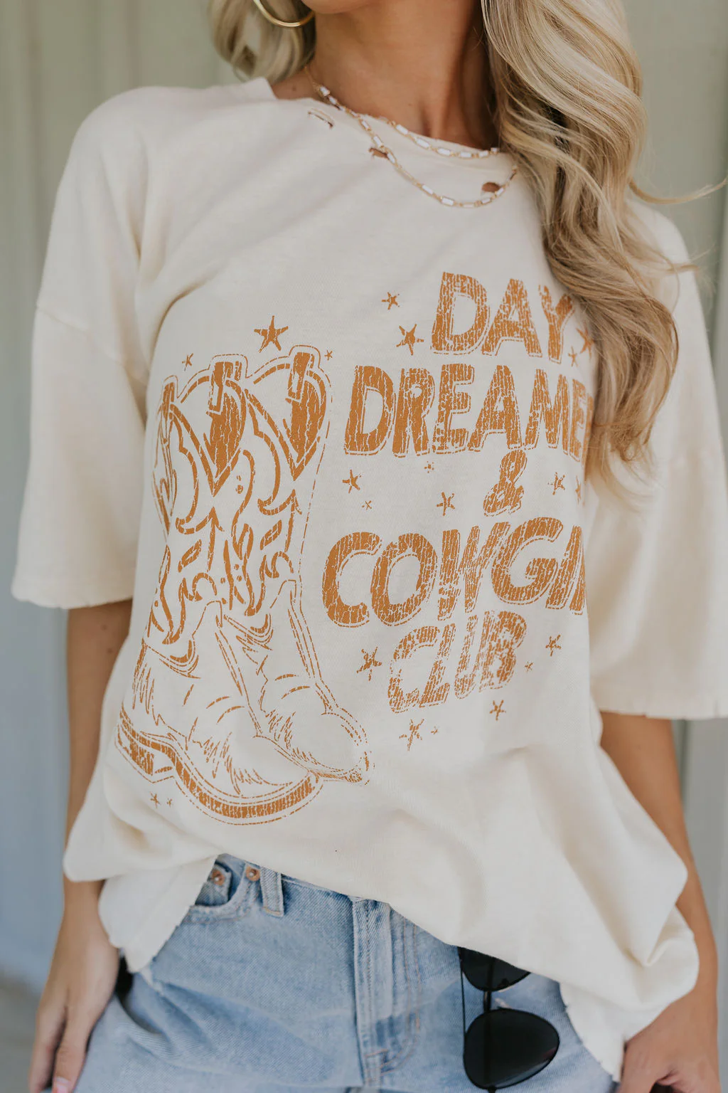 Day Dreamer & Cowgirl Club Distressed Graphic Tee - Image 9