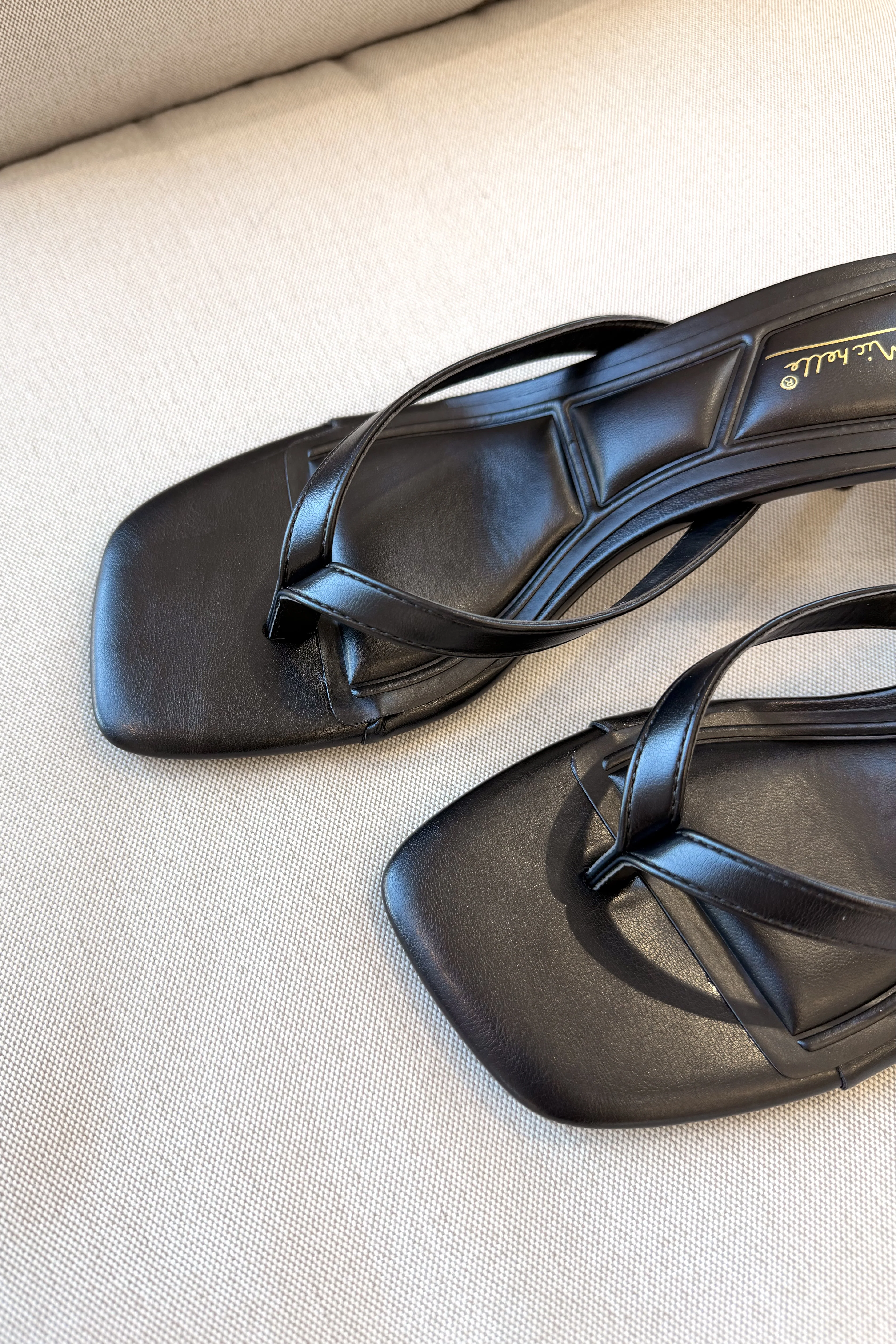 Daytime Black Thong Strap Heel Sandal - Image 4
