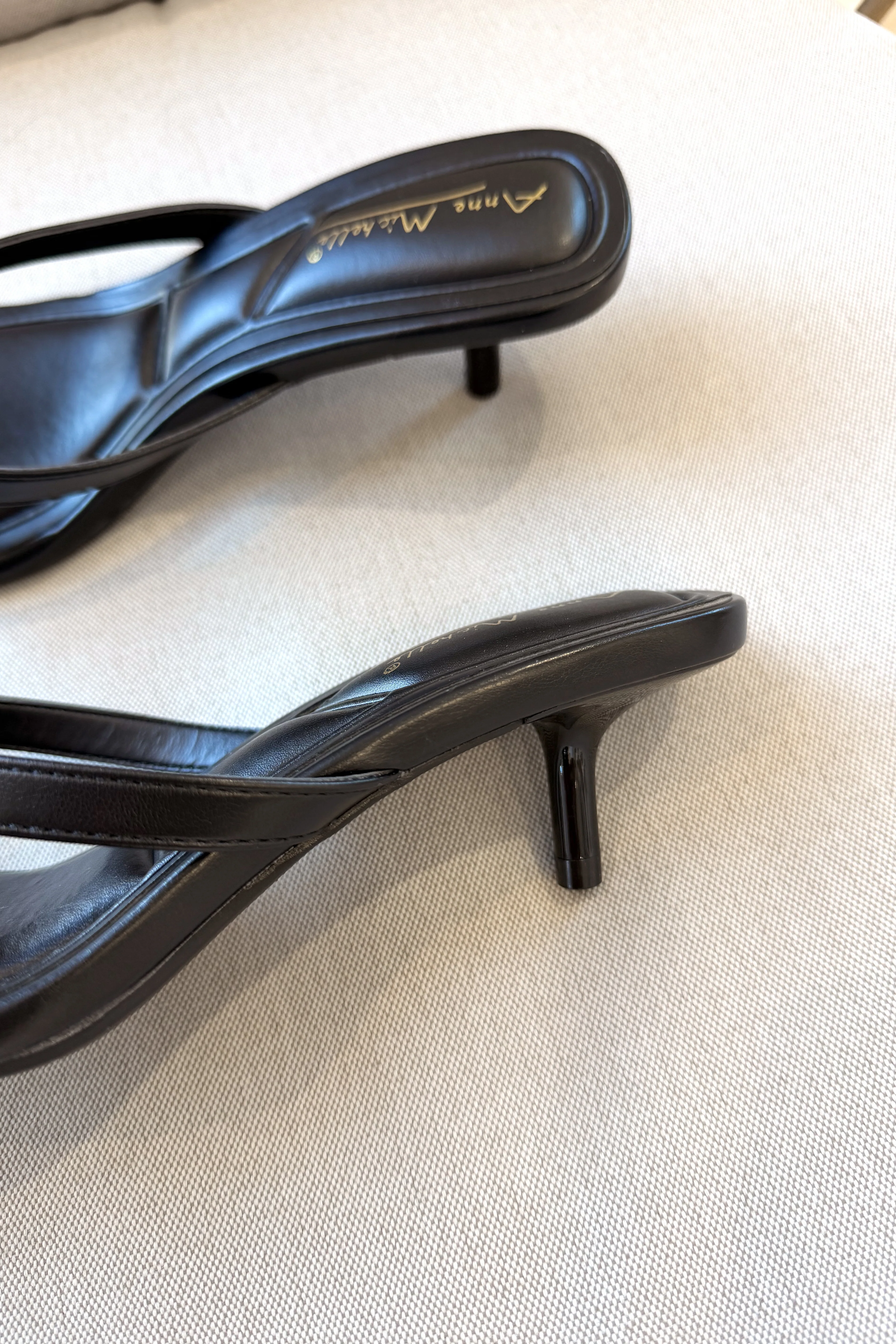 Daytime Black Thong Strap Heel Sandal - Image 5