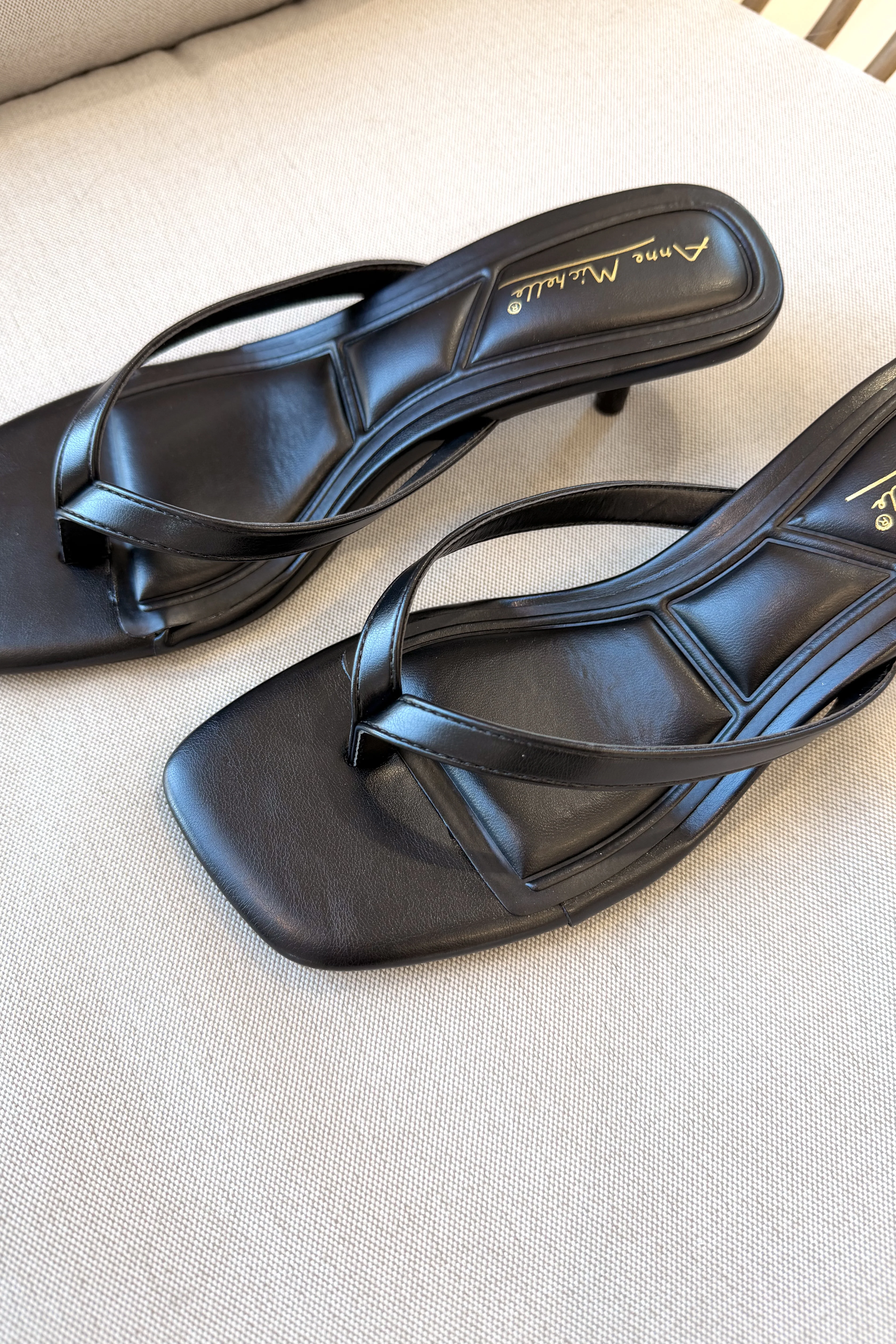 Daytime Black Thong Strap Heel Sandal - Image 6