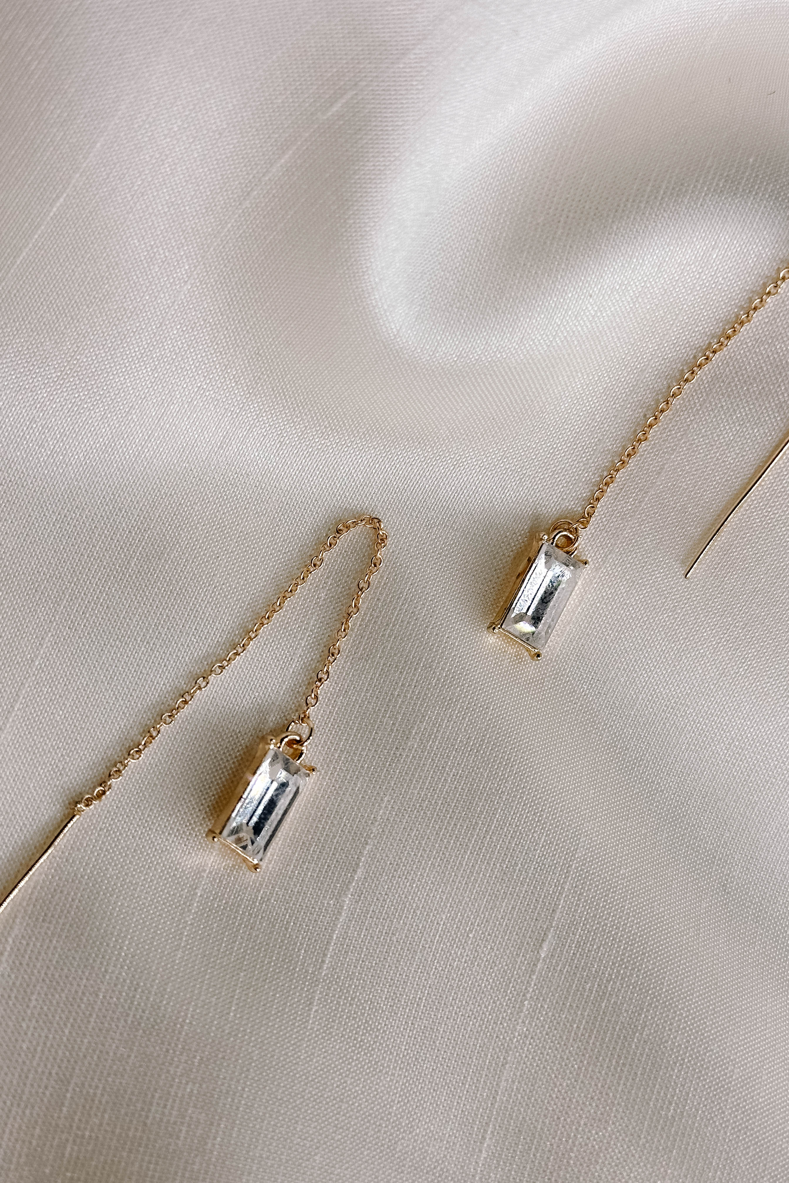 Deena Gold Chain Rhinestone Dangle Earring - Image 4