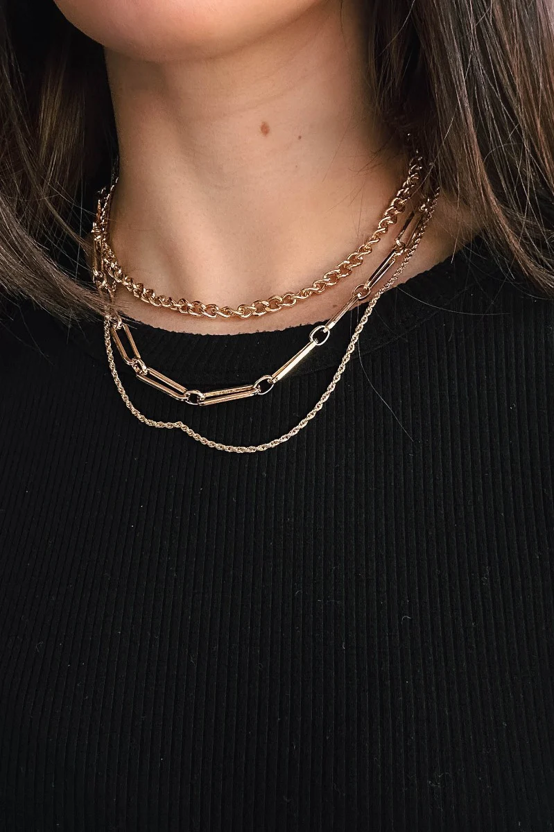 Delilah Gold Chain Link Layer Necklace