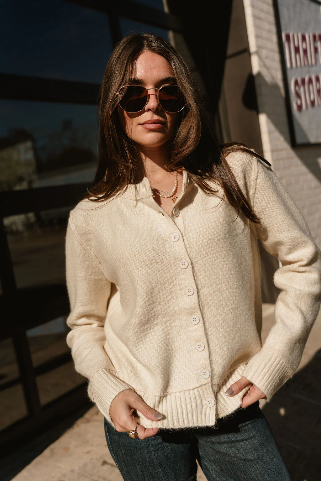Delphine Pale Yellow Button Up Cardigan - Image 6