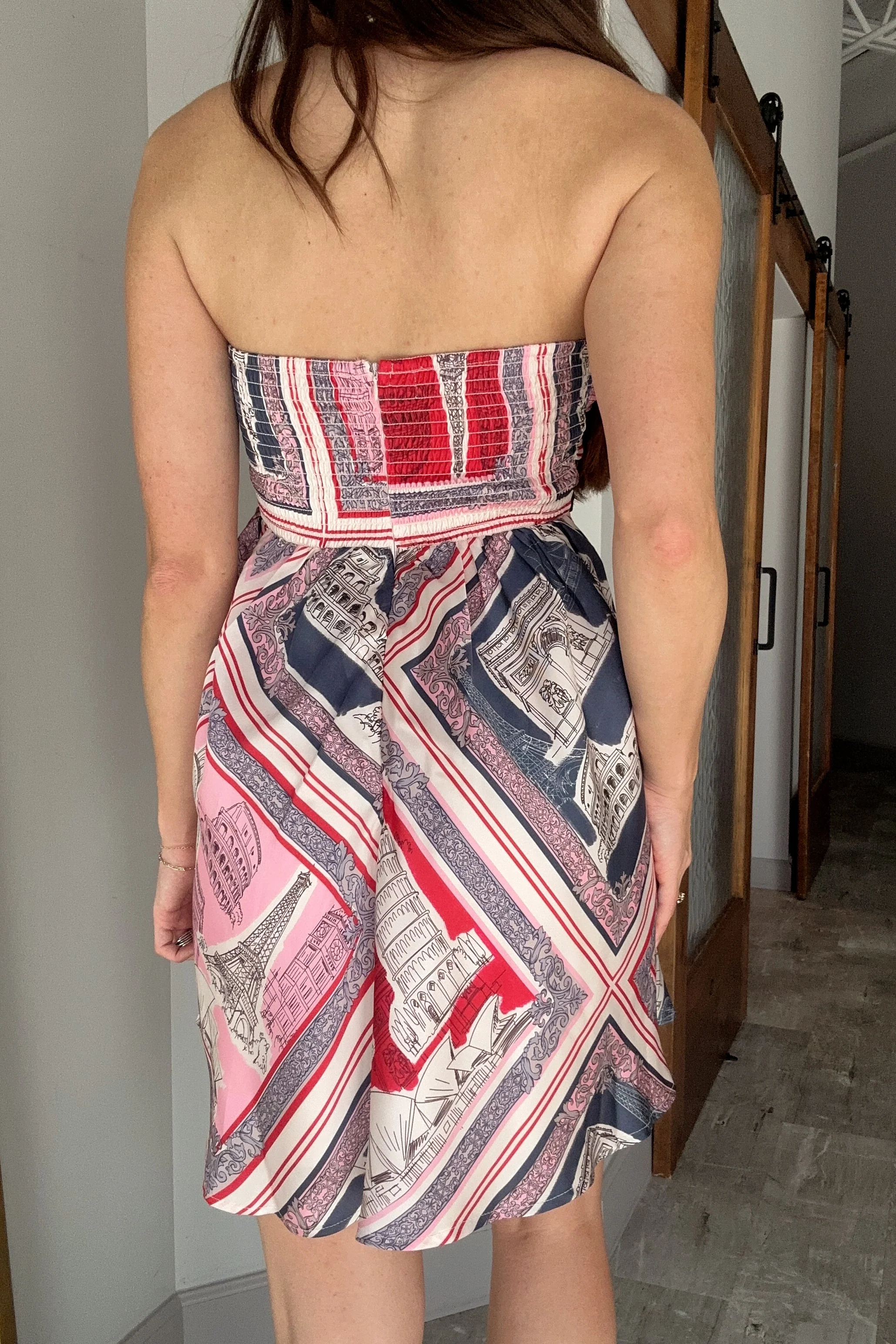 Demi Pink & Navy Multi Satin Mini Dress - Image 6