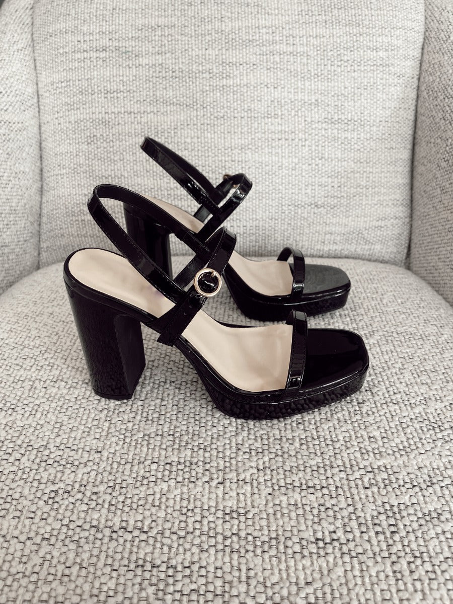 Keep Talking Platform Heels in Black - Image 3