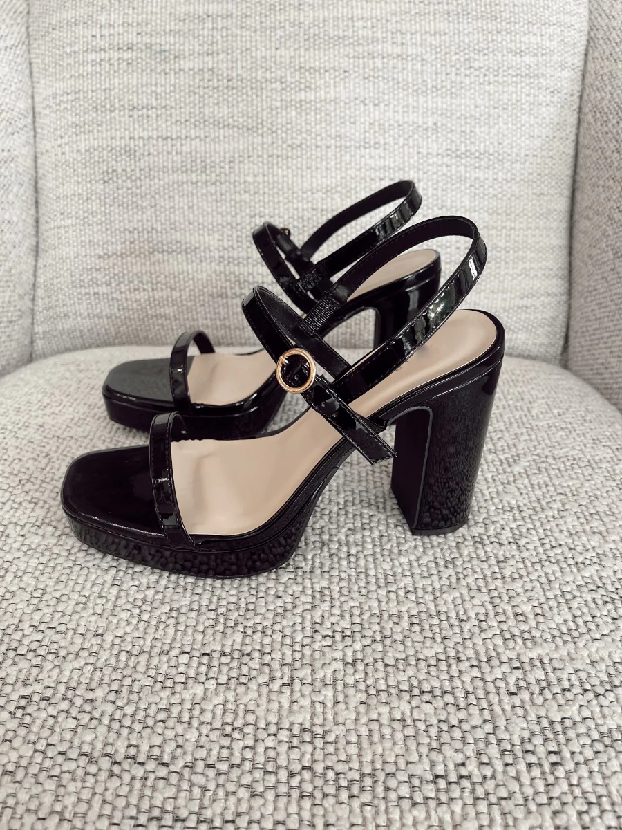Keep Talking Platform Heels in Black - Image 4