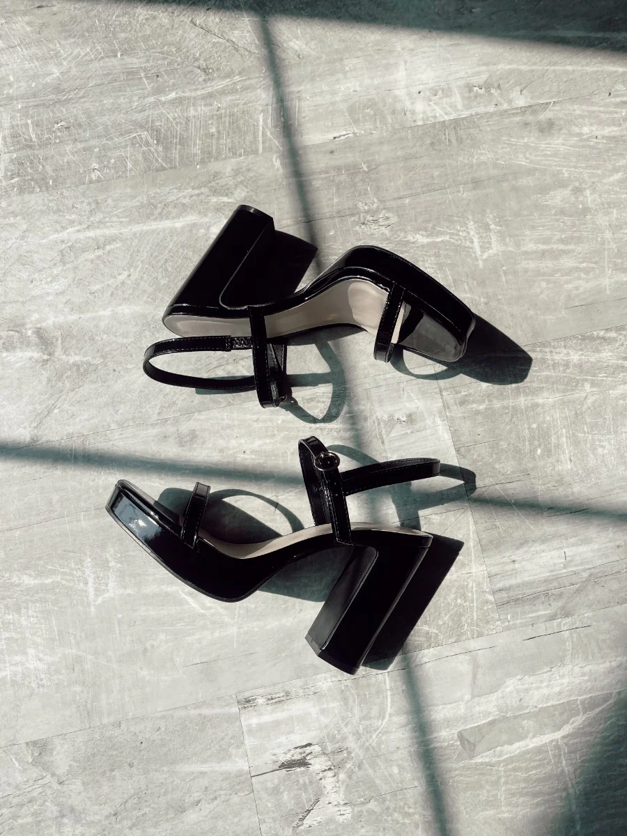Keep Talking Platform Heels in Black - Image 6