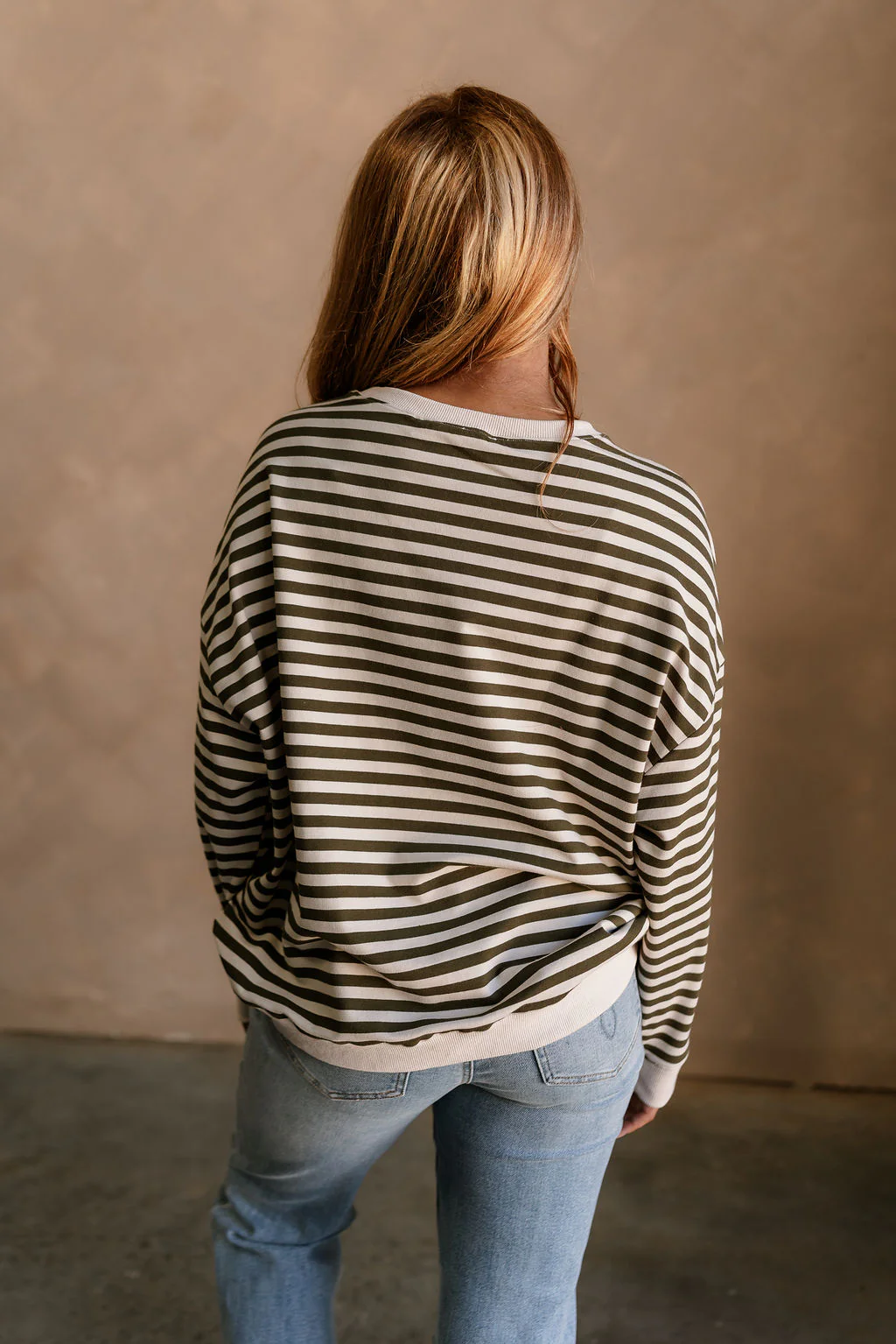 Diana Olive & Ivory Stripe Sweatshirt - Image 4