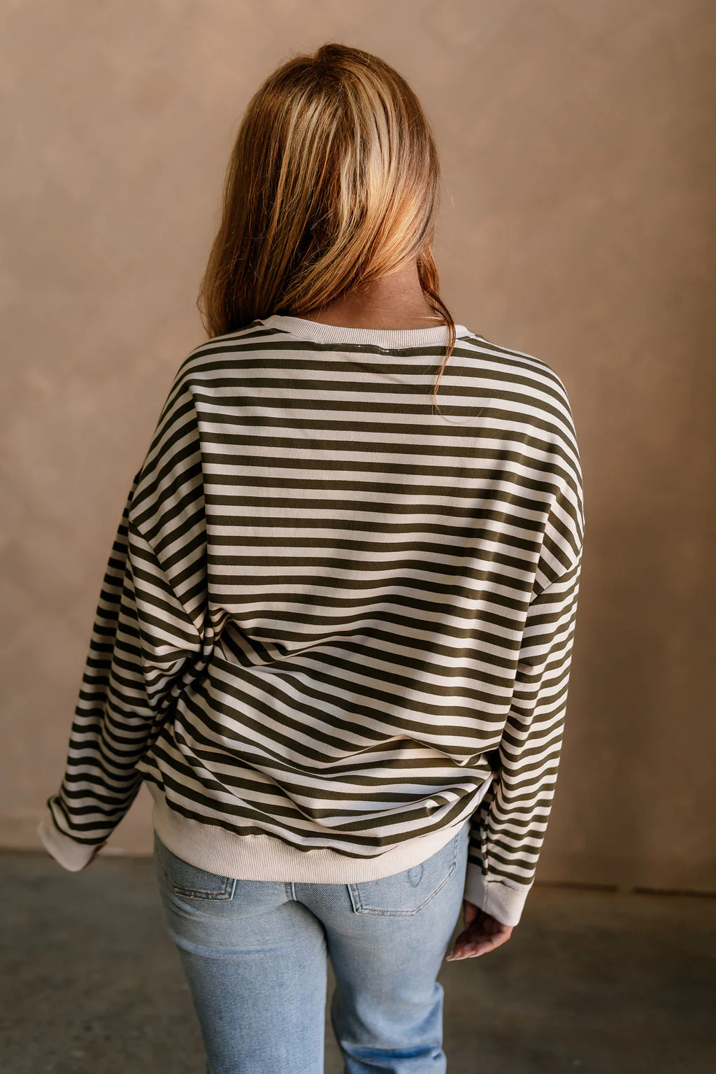 Diana Olive & Ivory Stripe Sweatshirt - Image 6