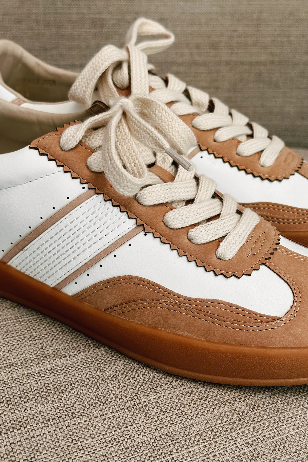 Dixie Camel & White Lace Up Sneaker - Image 6