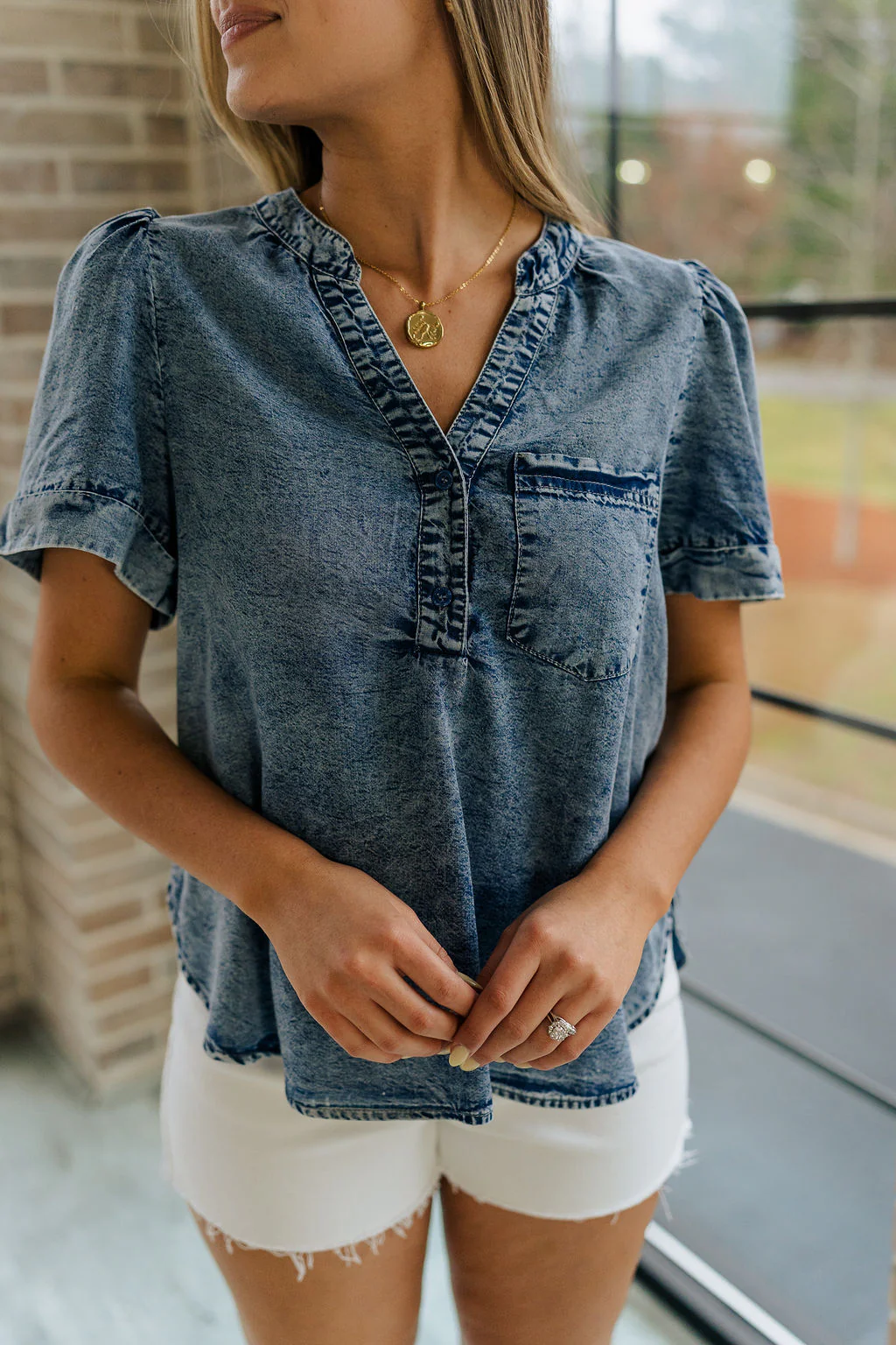 Tarah Medium Wash Short Sleeve Top - Image 2