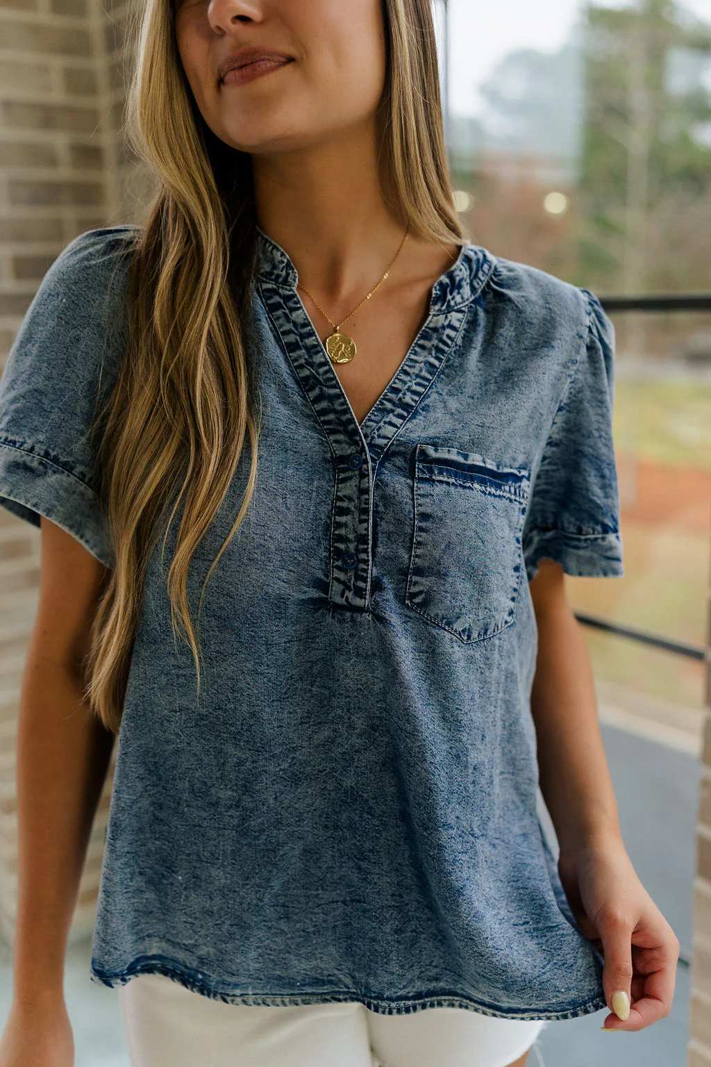 Tarah Medium Wash Short Sleeve Top - Image 4