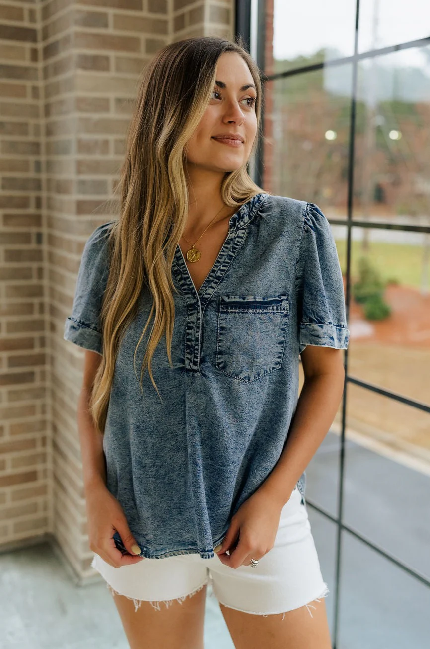 Tarah Medium Wash Short Sleeve Top - Image 6