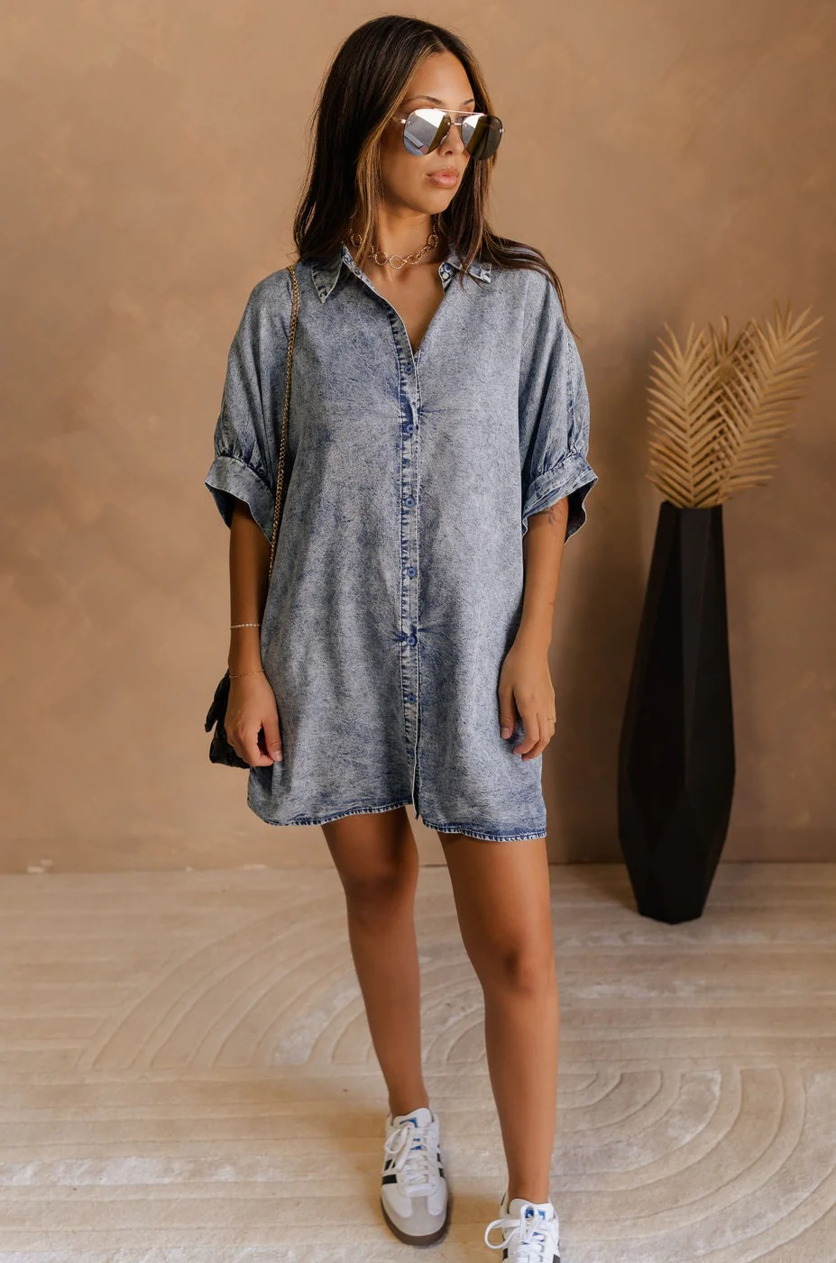 Emma Button-Up Short Sleeve Mini Dress