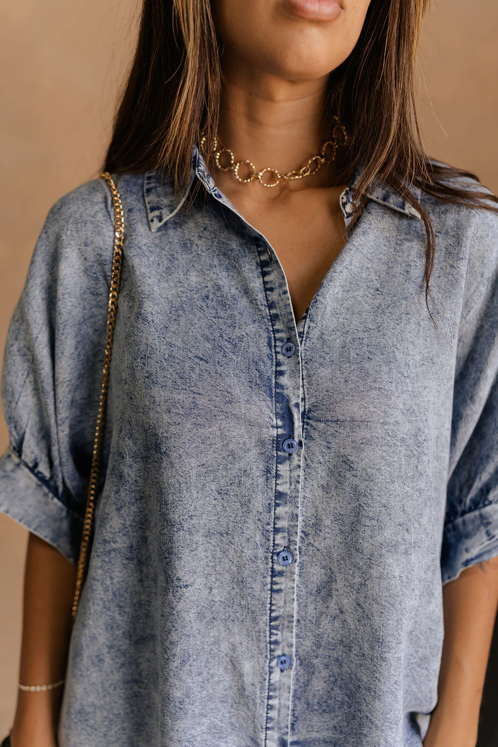 Emma Button-Up Short Sleeve Mini Dress - Image 3