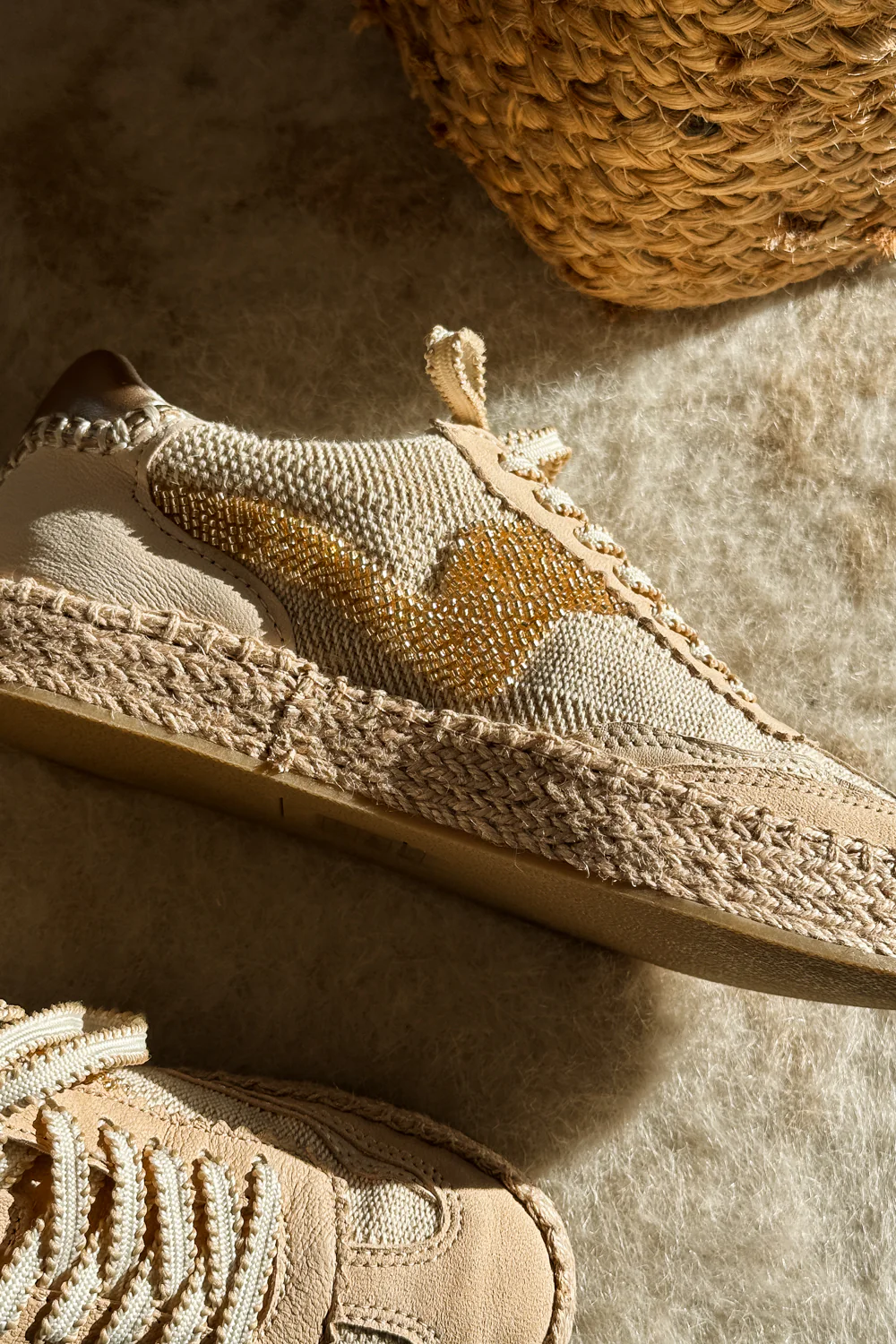 Dolce Vita Notice Gold Multi Burlap Bead Espadrille Sneaker - Image 2