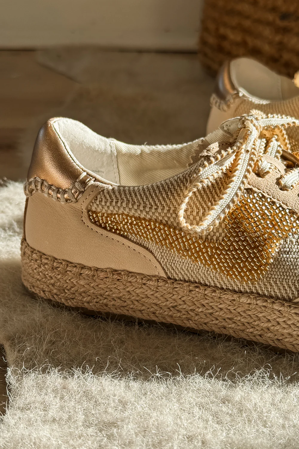 Dolce Vita Notice Gold Multi Burlap Bead Espadrille Sneaker - Image 3