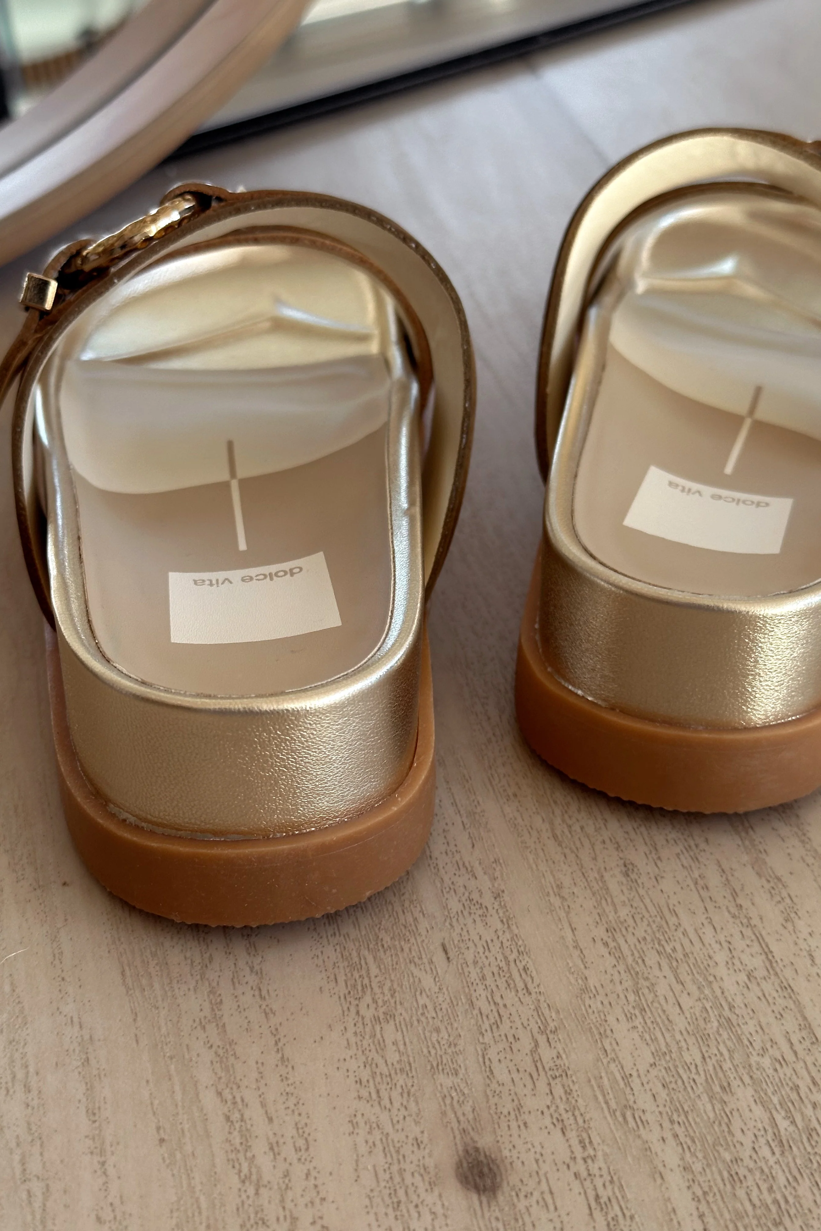 Dolce Vita Soya Gold Distressed Leather Sandal - Image 4
