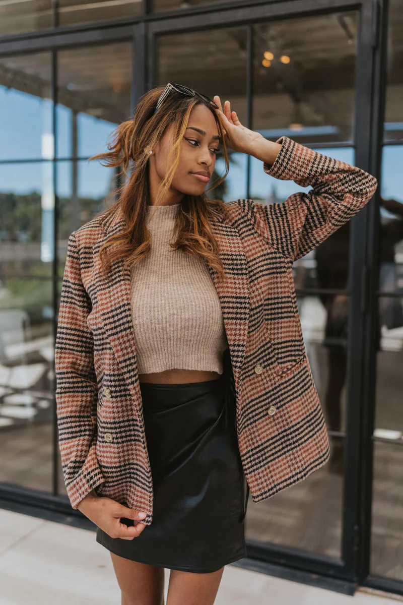 Double Take Houndstooth Blazer