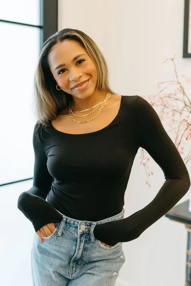 Down To The Basics Bodysuit in Black