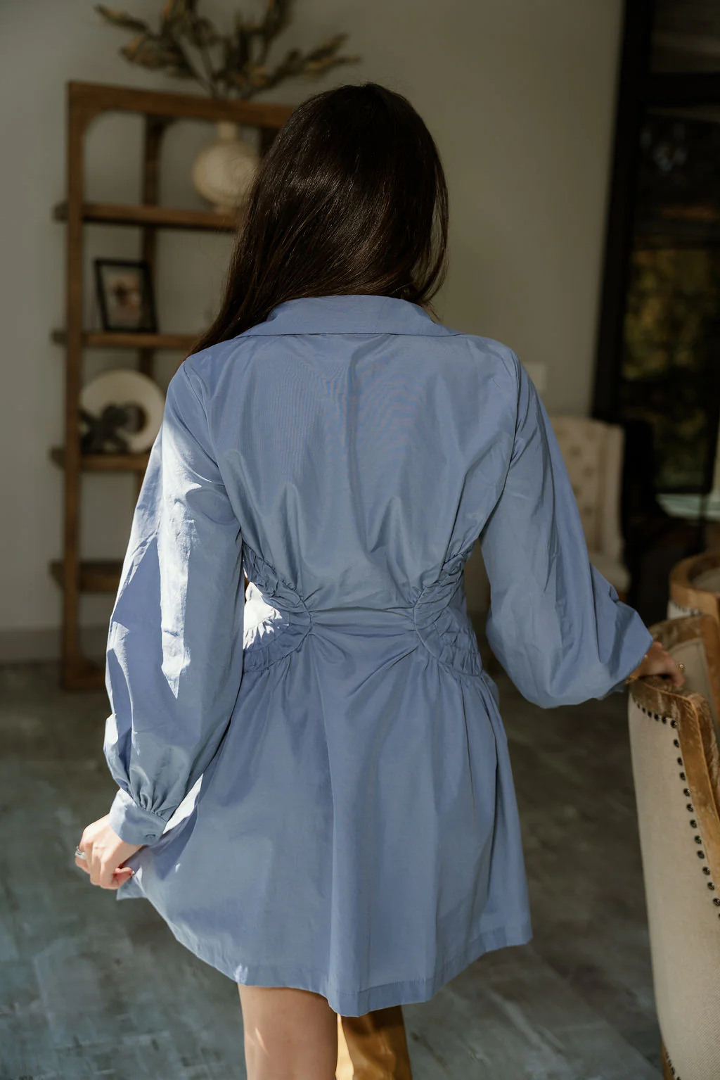 Freya Dusty Blue Ruched Mini Dress - Image 13