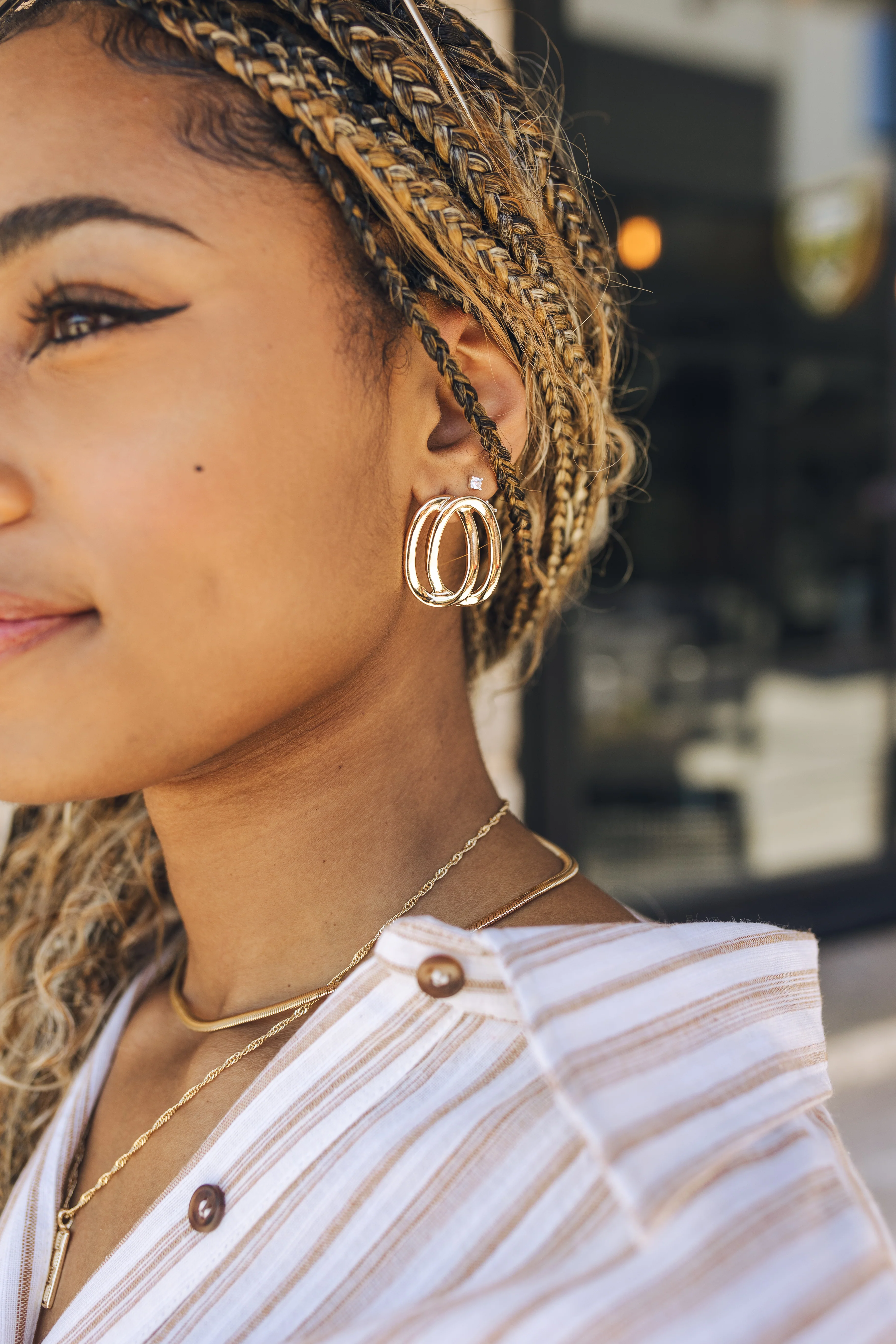 Athena Gold Oval Earrings