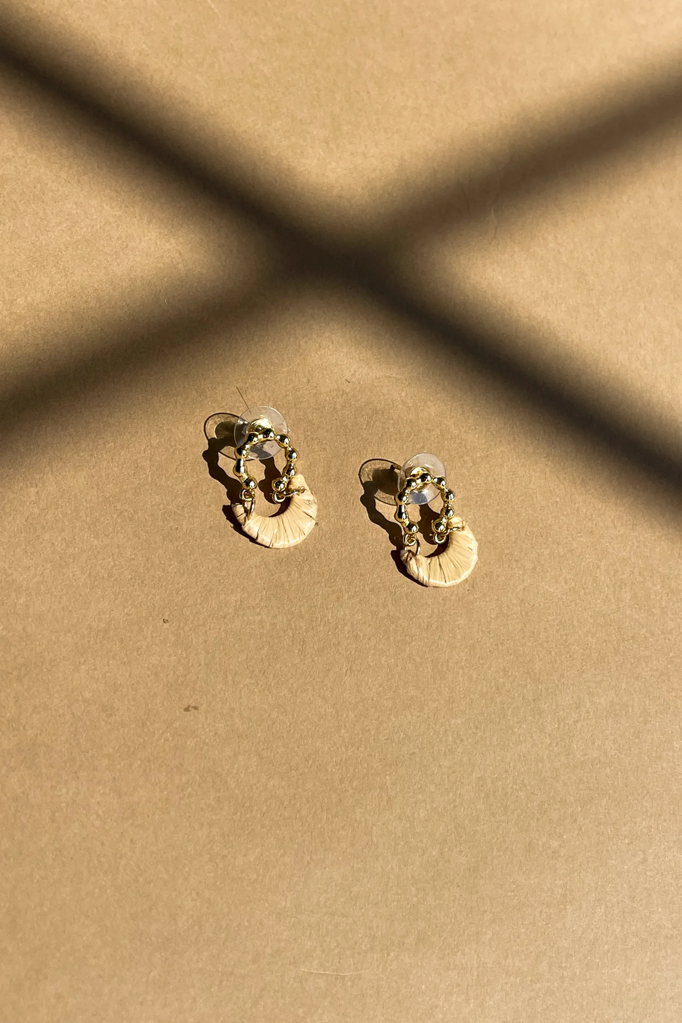 Jessa Gold Beaded & Straw Earrings - Image 3