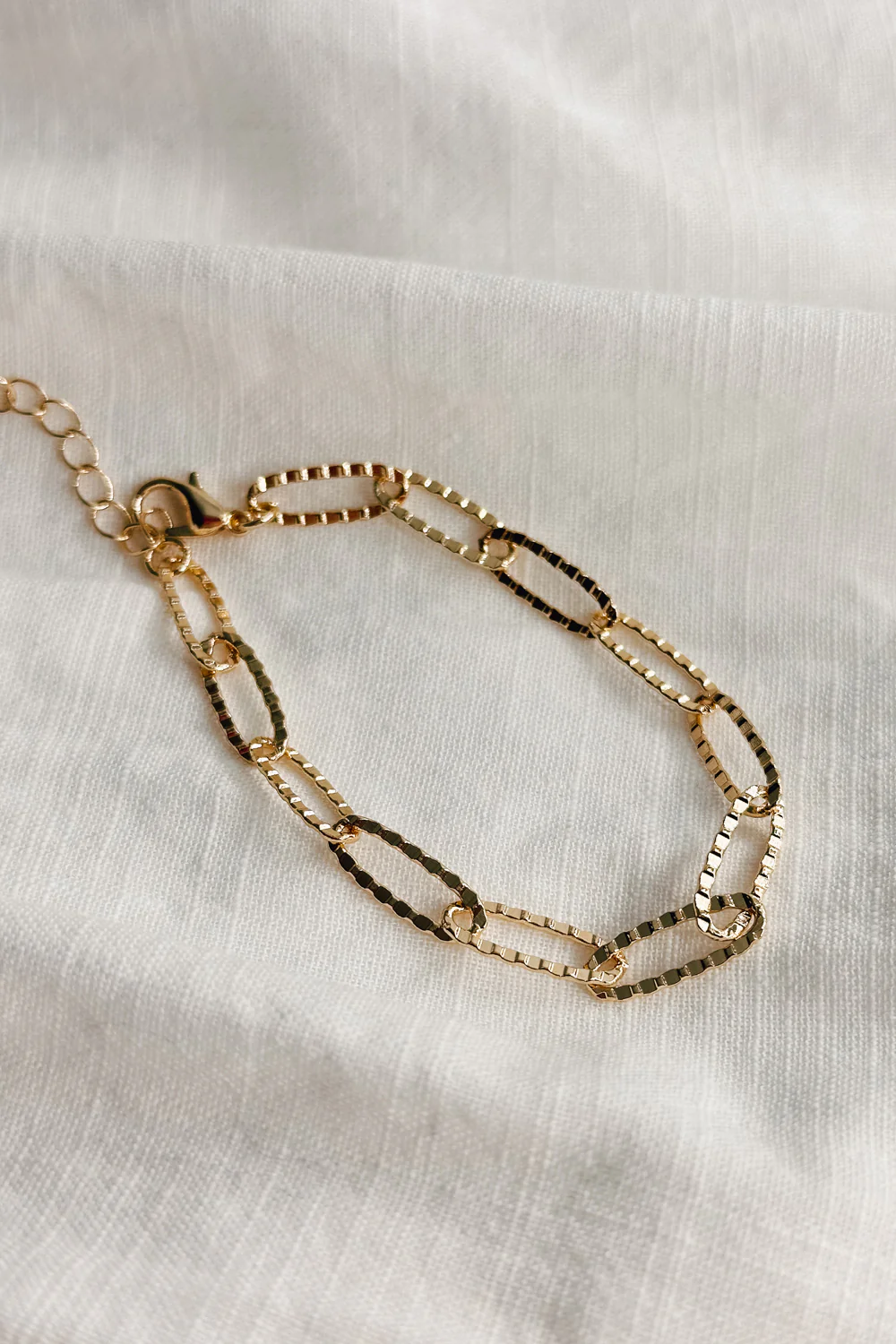 Bethany Gold Textured Chain Link Bracelet