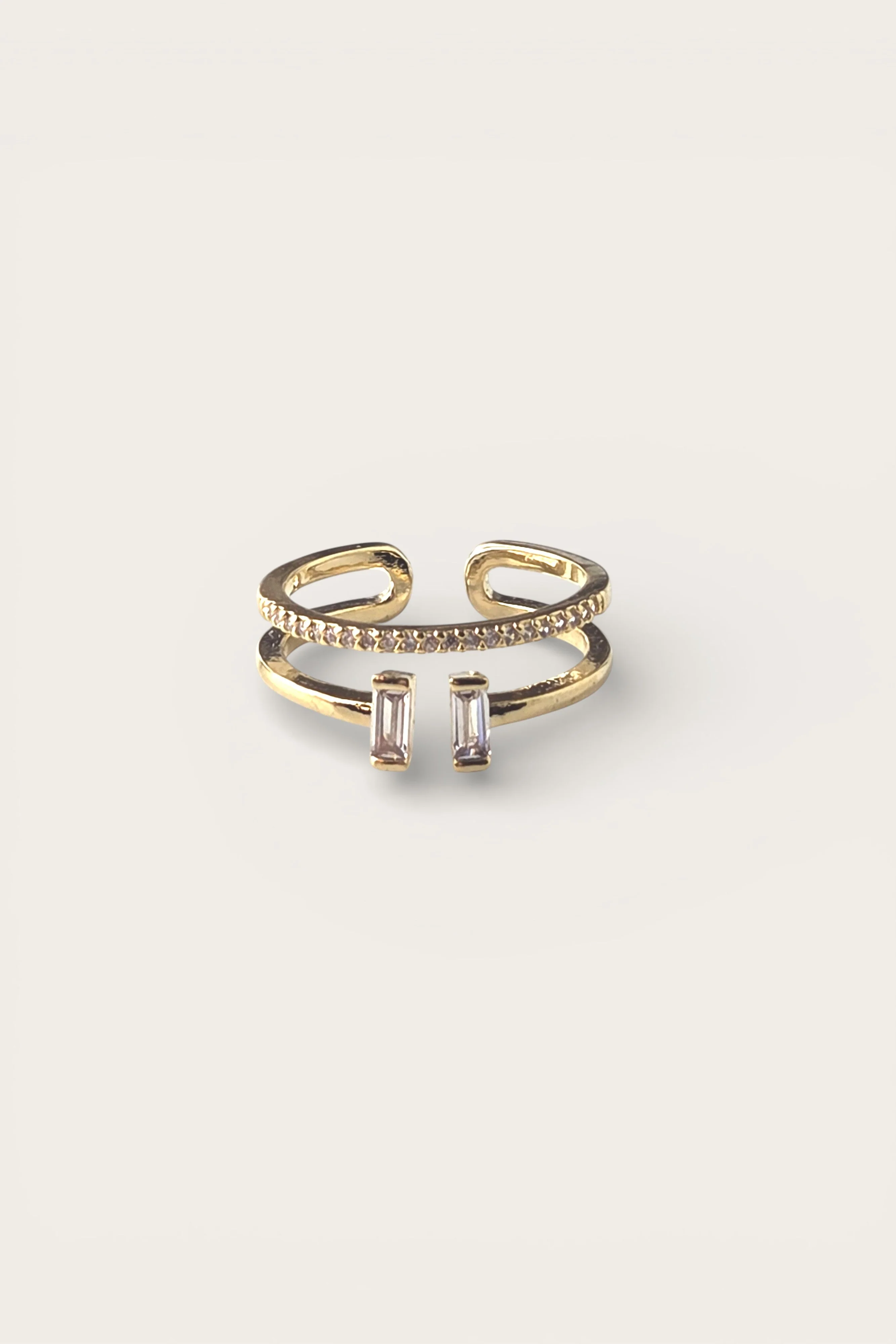 Elaina Rhinestone Baguette & Double Ring