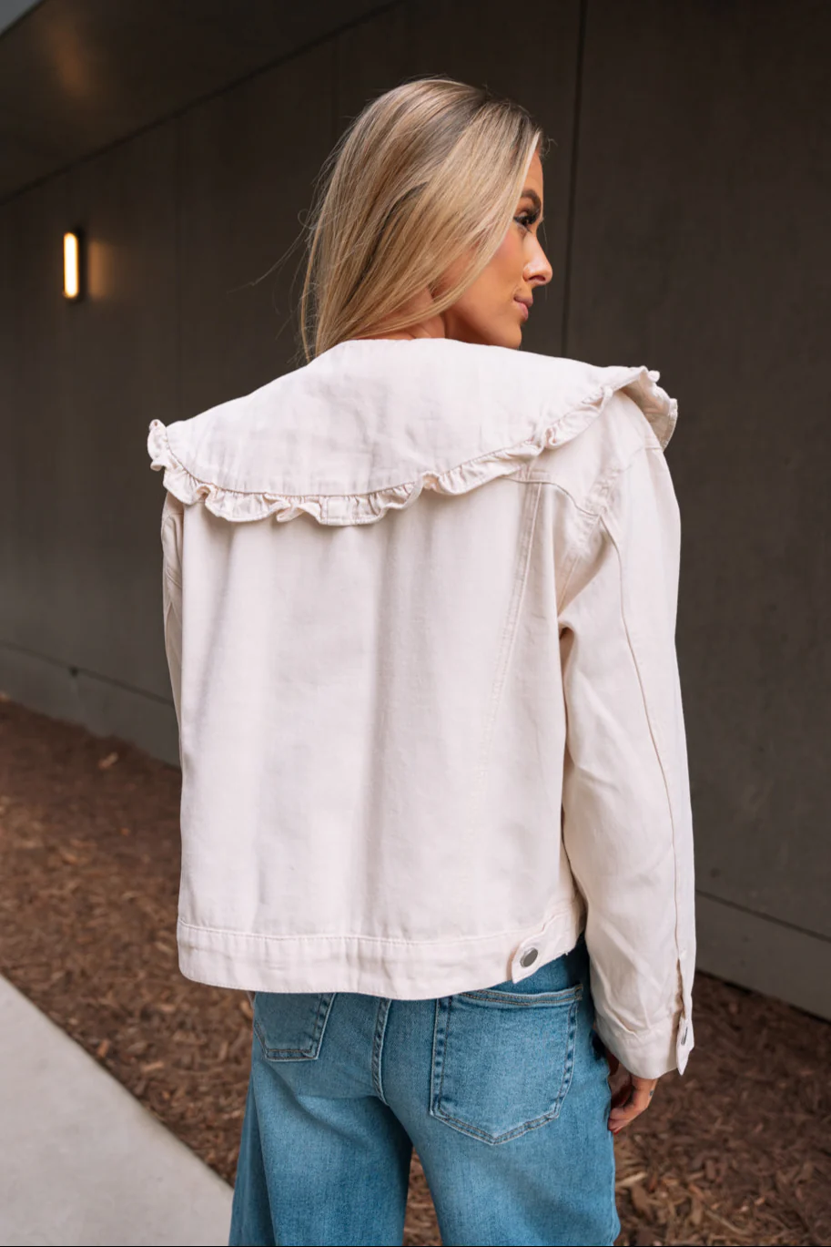 Elaine Ecru Ruffle Collar Jacket - Image 5