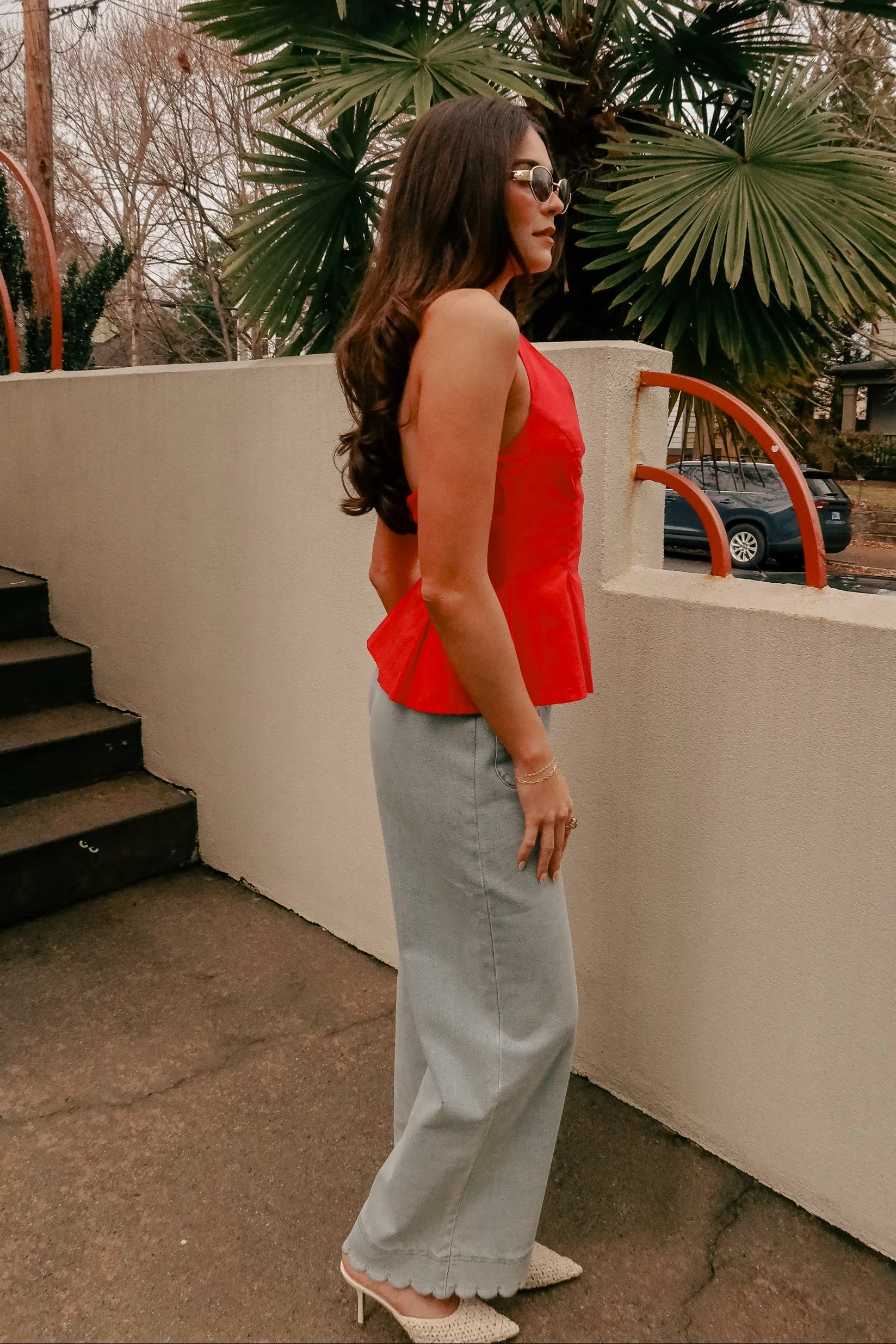 Elani Red Flare Halter Tank - Image 4