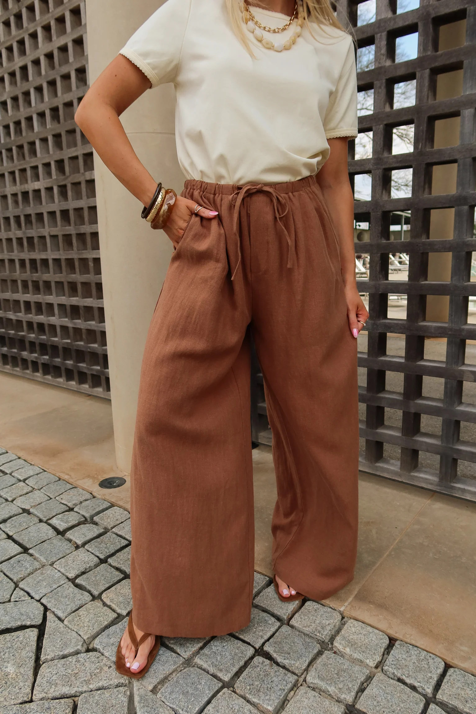 Elara Brown Wide Leg Pants - Image 3