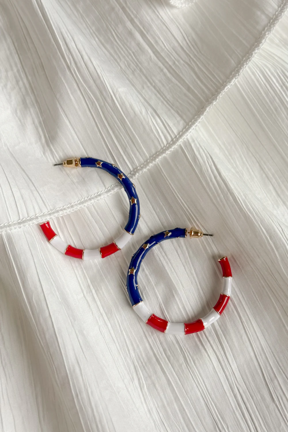 Eleanor Red, White, & Blue Hoop Earrings - Image 3