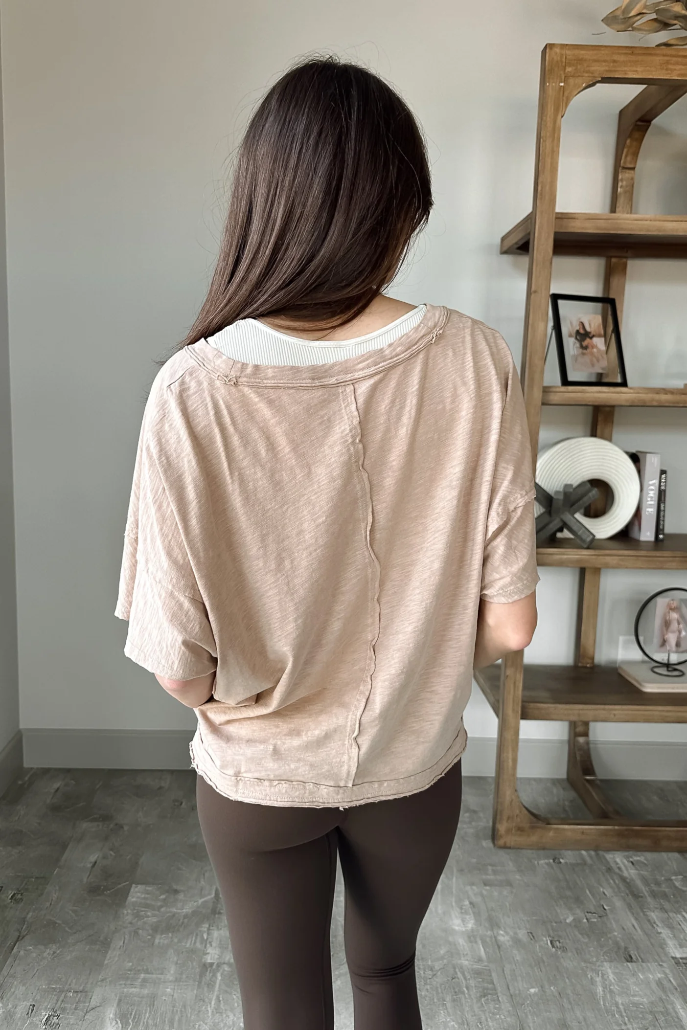 Elena Dark Taupe V-Neckline Top - Image 4