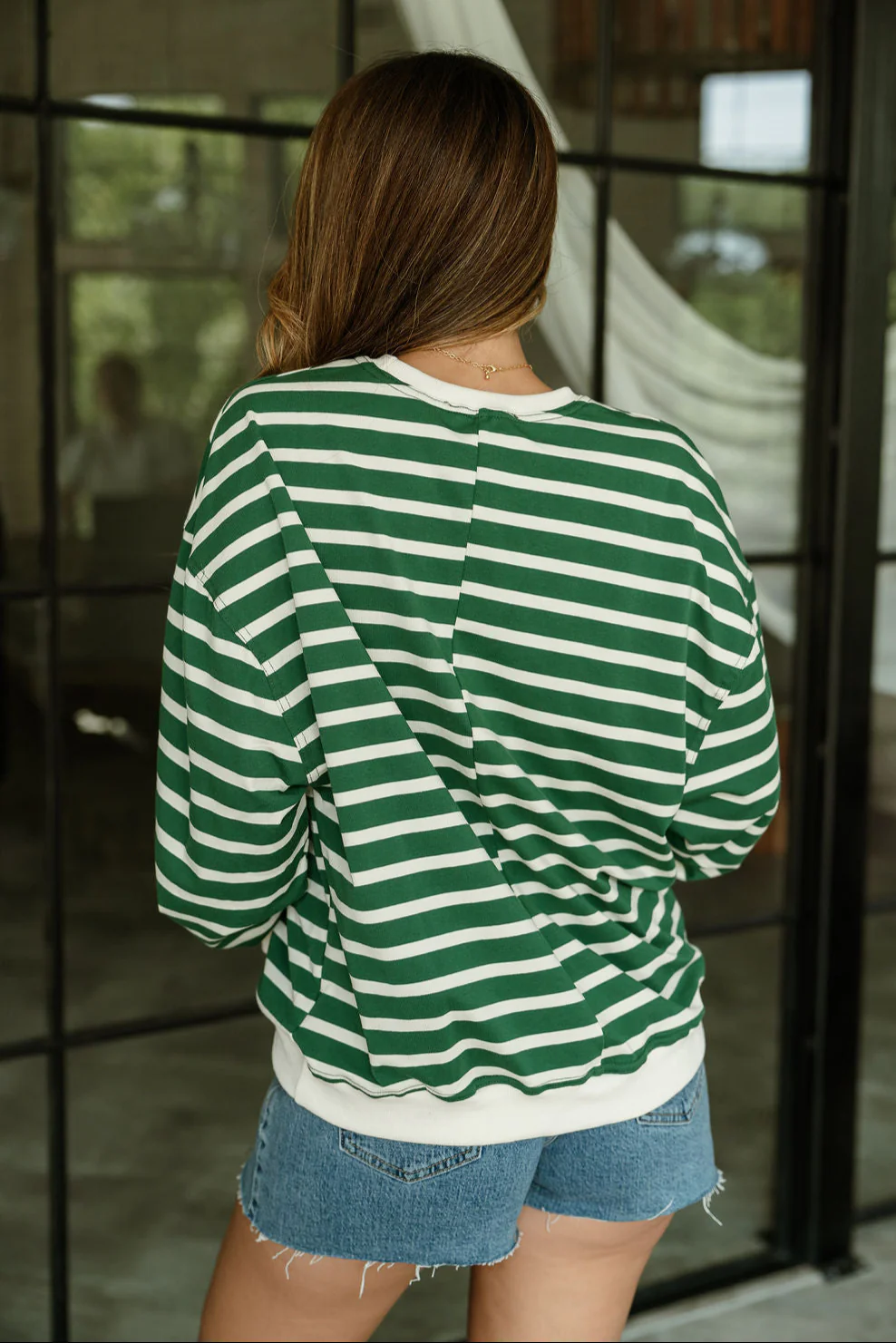 Elena Green & Cream Stripe Sweatshirt - Image 10