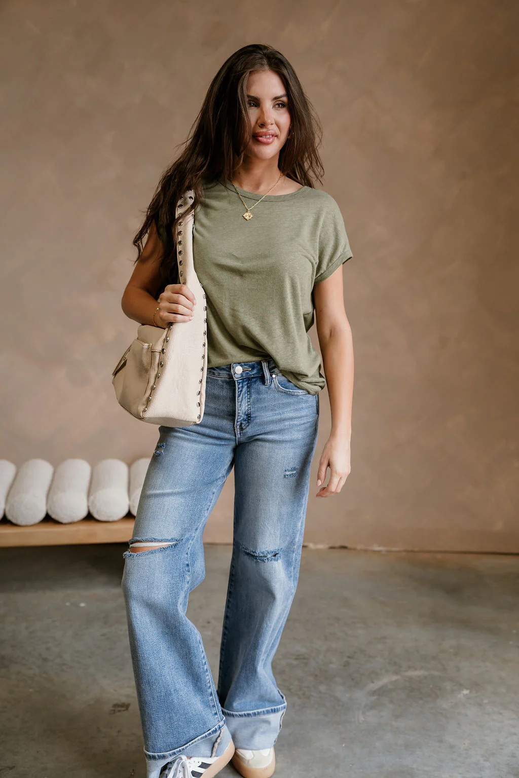 Elena Olive Green Short Sleeve Tee