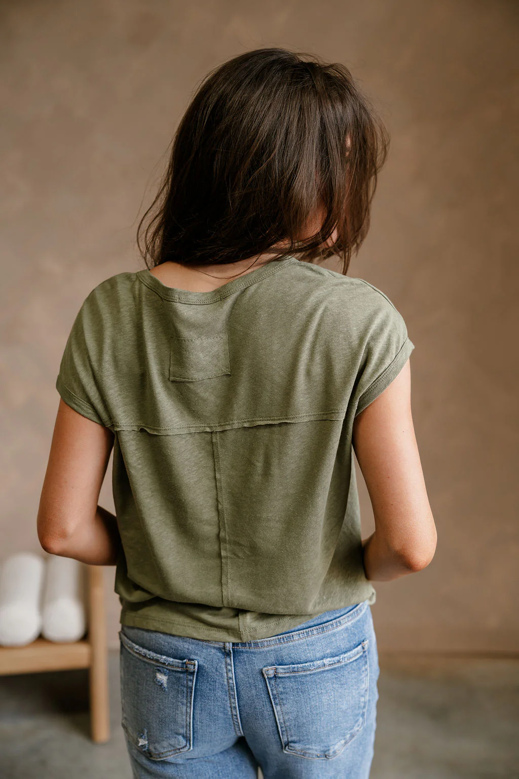Elena Olive Green Short Sleeve Tee - Image 7