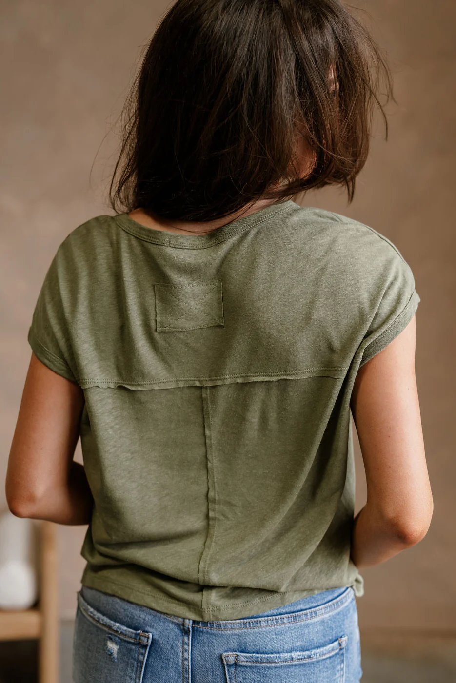 Elena Olive Green Short Sleeve Tee - Image 8