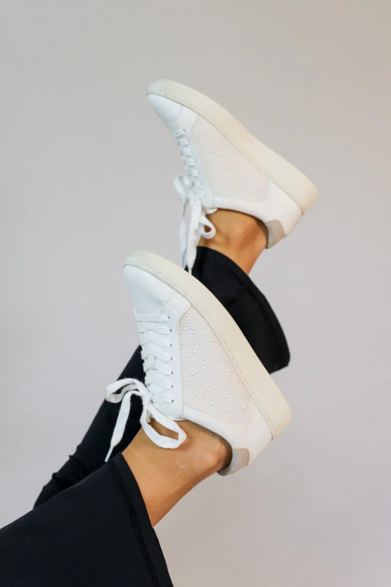 Elina White Embellished Low Top Sneakers - Image 10
