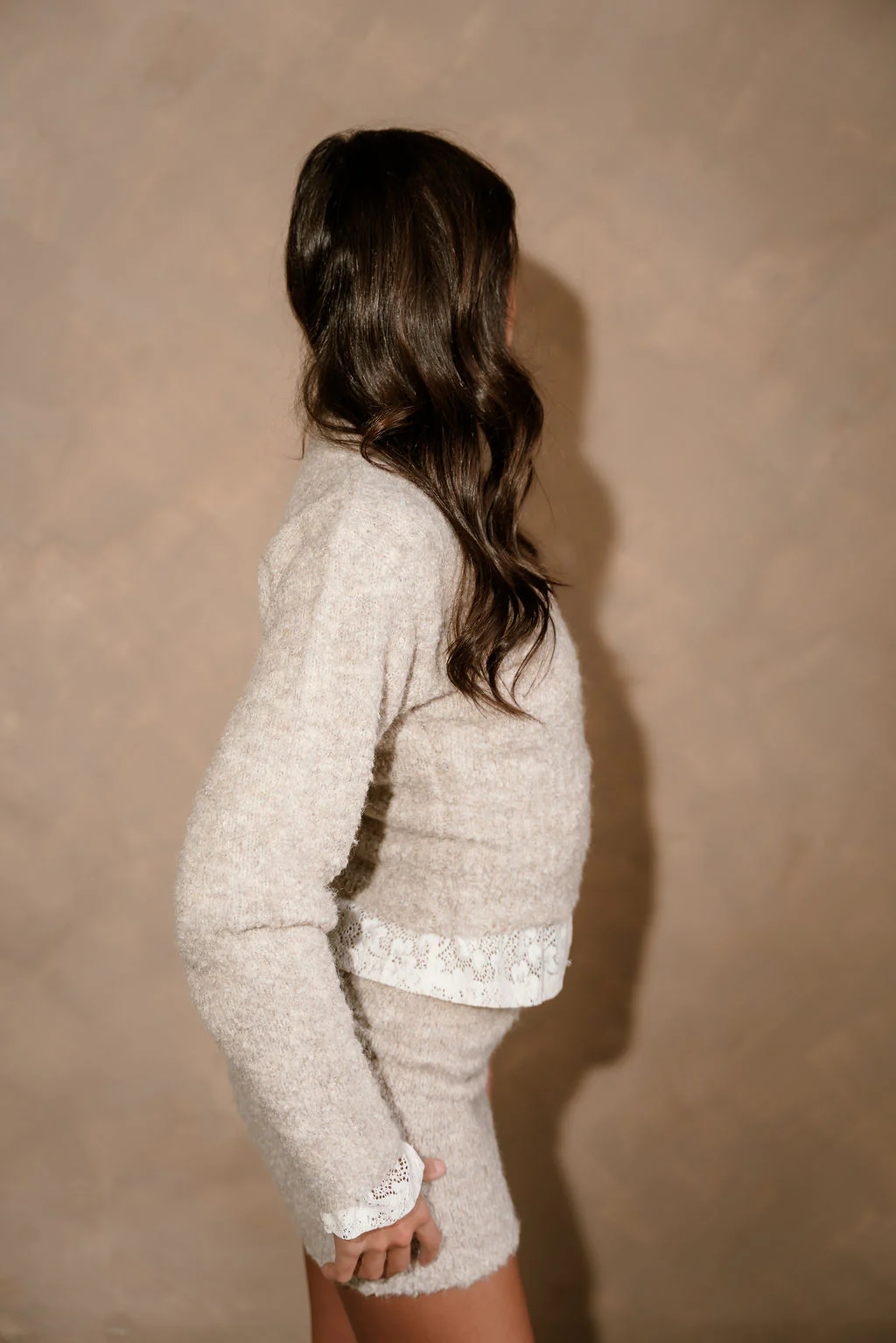 Elisa Taupe Textured Knit Sweater - Image 7