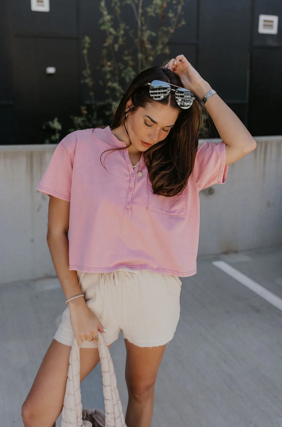 Elise Pink Cropped Short Sleeve Tee - Image 5