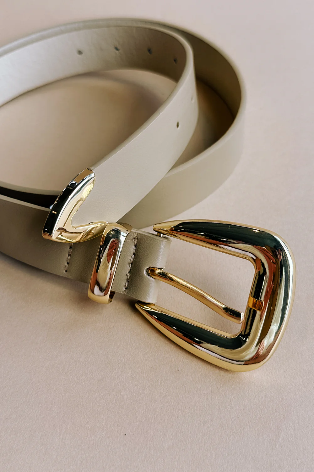 Elizabeth Taupe & Gold Buckle Belt