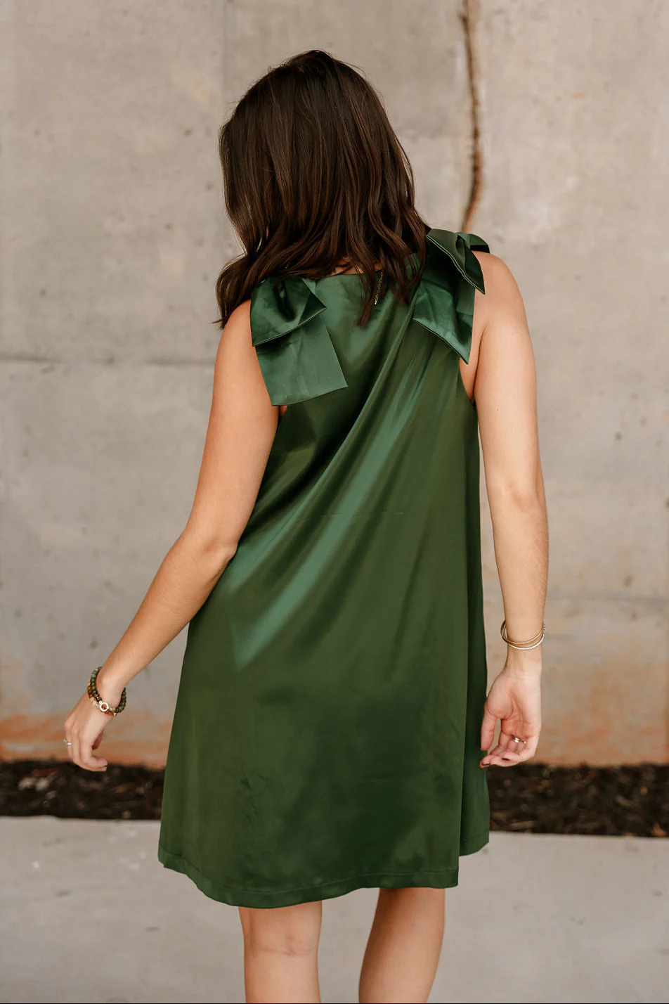 Elle Hunter Green Satin Mini Dress - Image 9