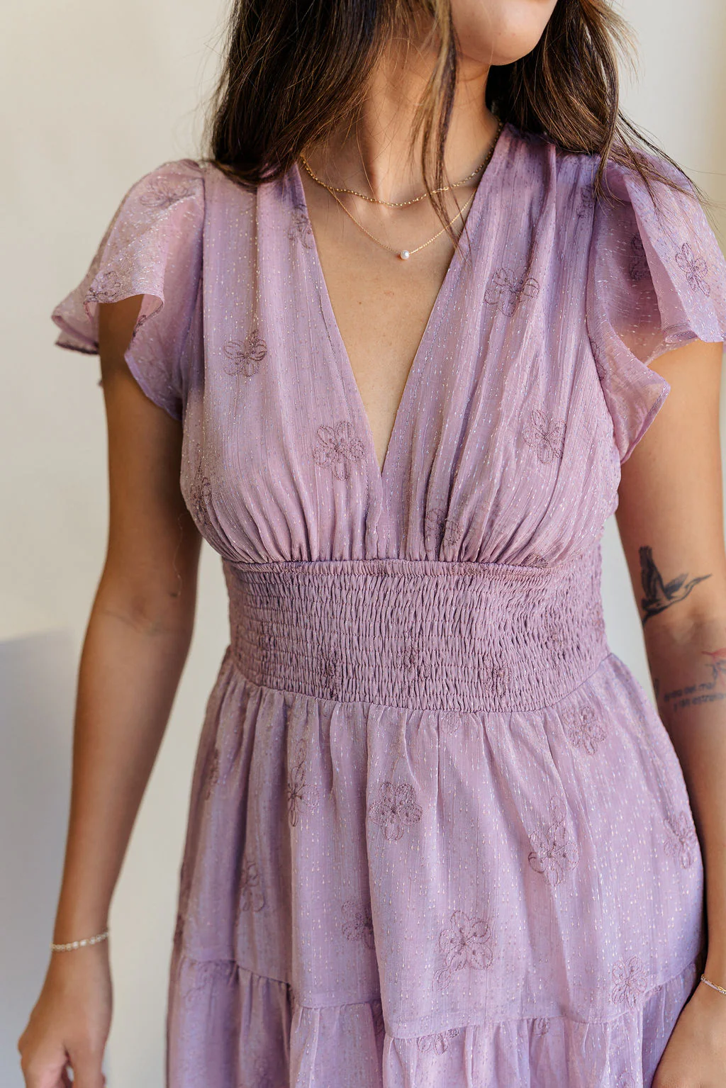 Ellie Dusty Purple Floral Midi Dress - Image 8