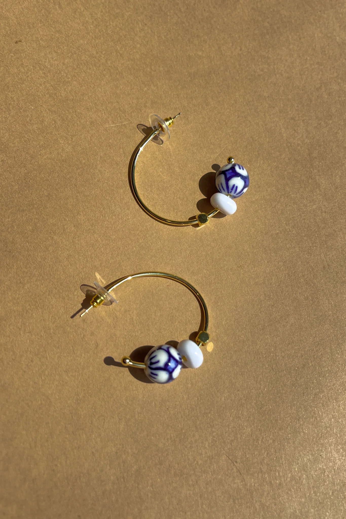 Ellie White & Blue Floral Hoop Earring