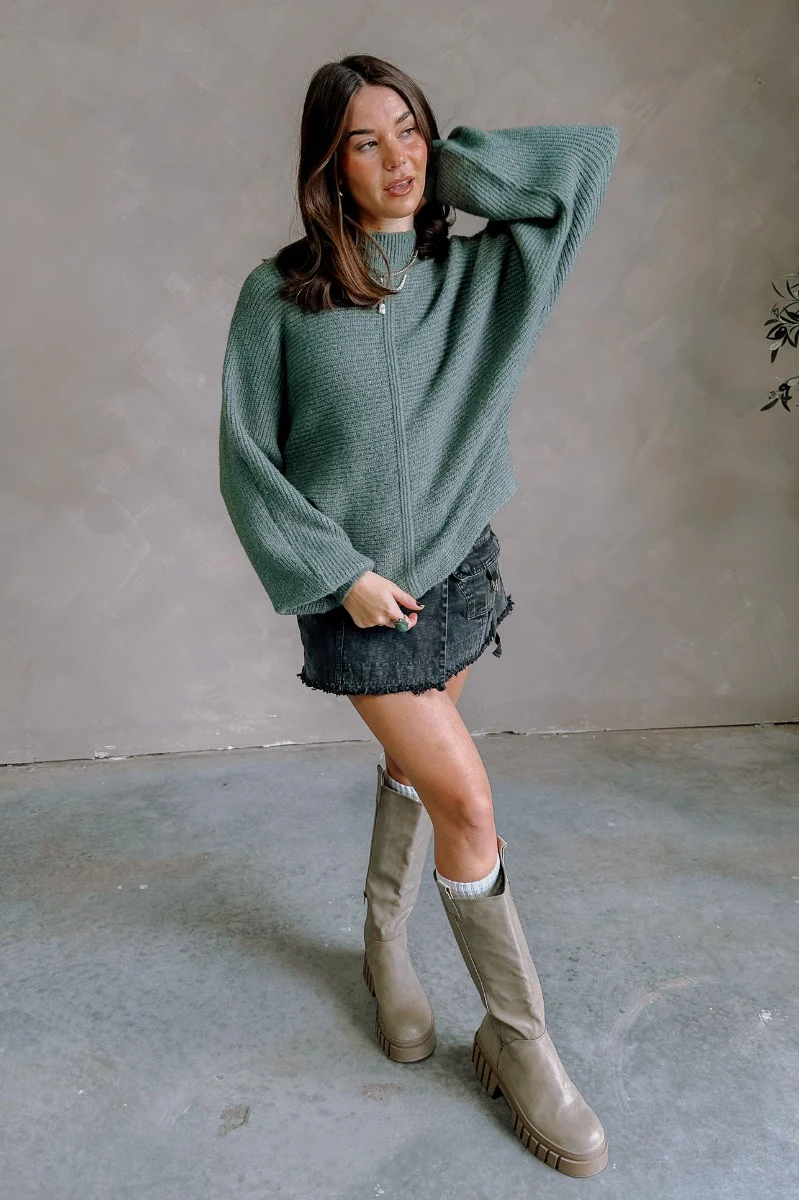 Elliott Green Mock Neck Sweater